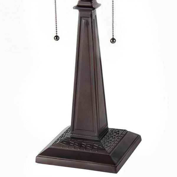 Tischlampe im Mission-Design im Tiffany-Stil mit 2 Lichtern