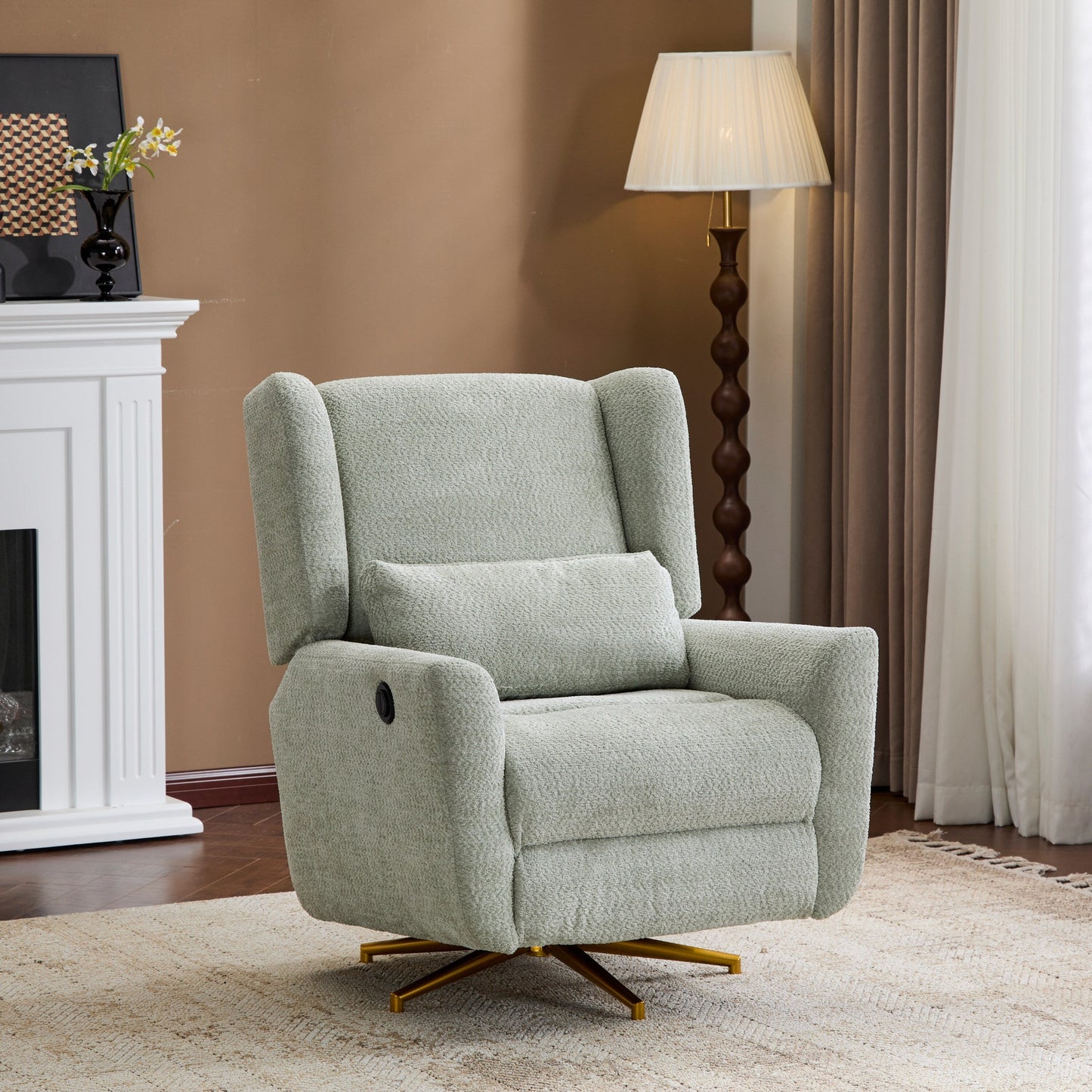 Christopher Knight Home - Starling Power Swivel Recliner With Gold Metal Base