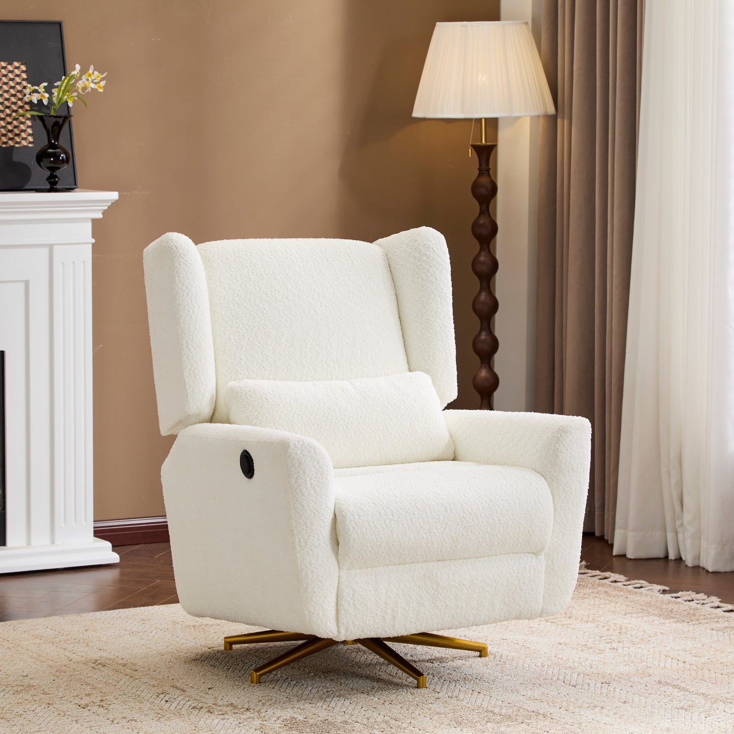 Christopher Knight Home - Starling Power Swivel Recliner With Gold Metal Base