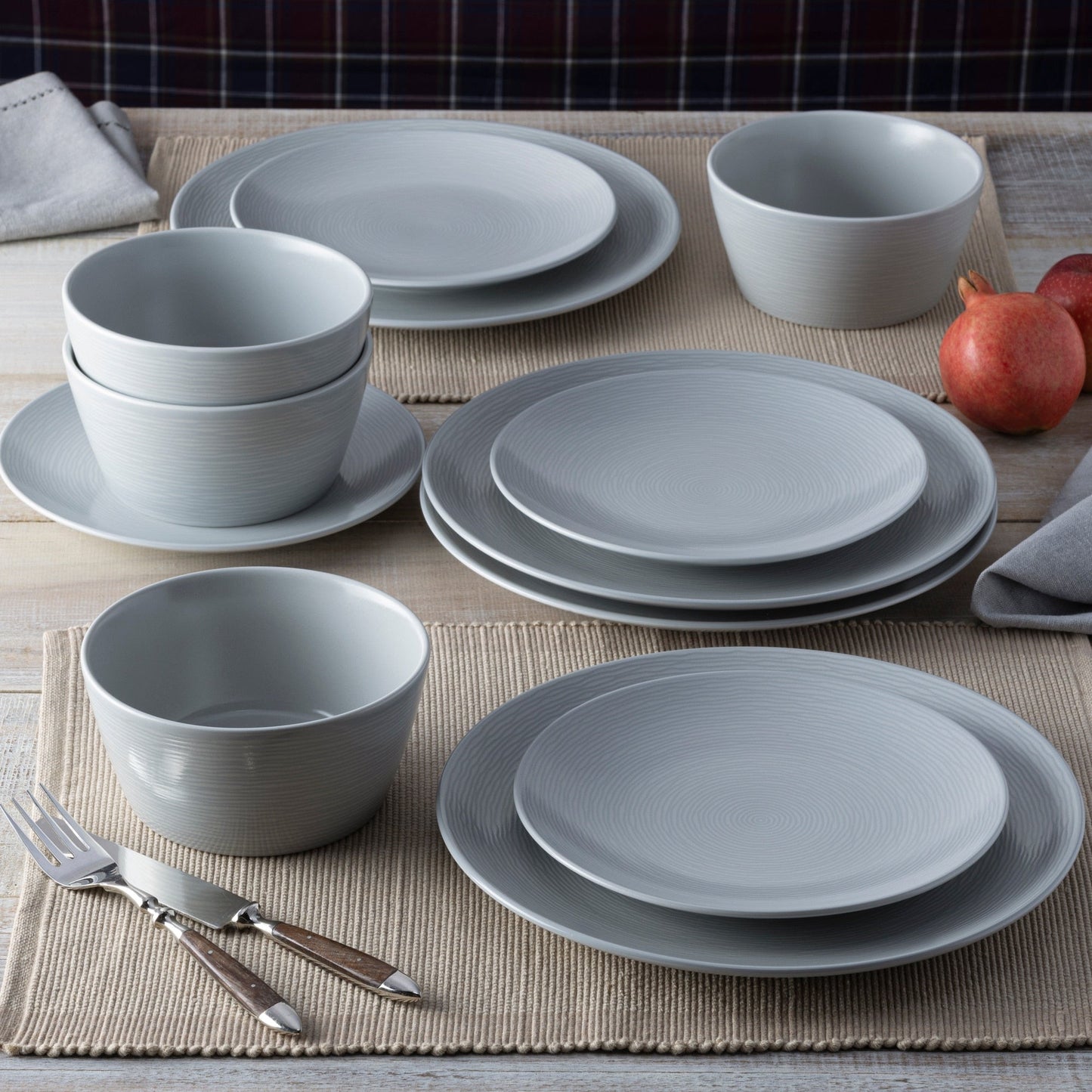 Noritake Colorscapes Swirl 12-teiliges Coupe-Geschirrset, Service für 4