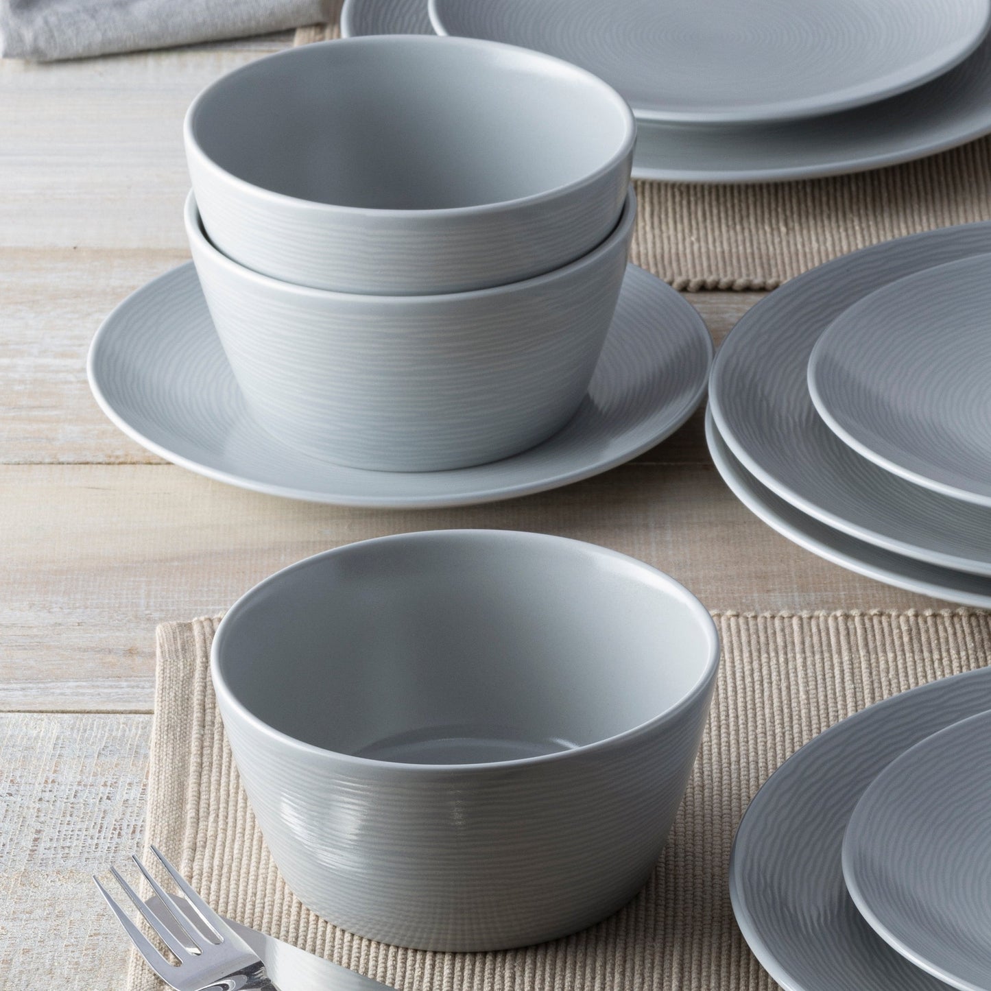 Noritake Colorscapes Swirl 12-teiliges Coupe-Geschirrset, Service für 4