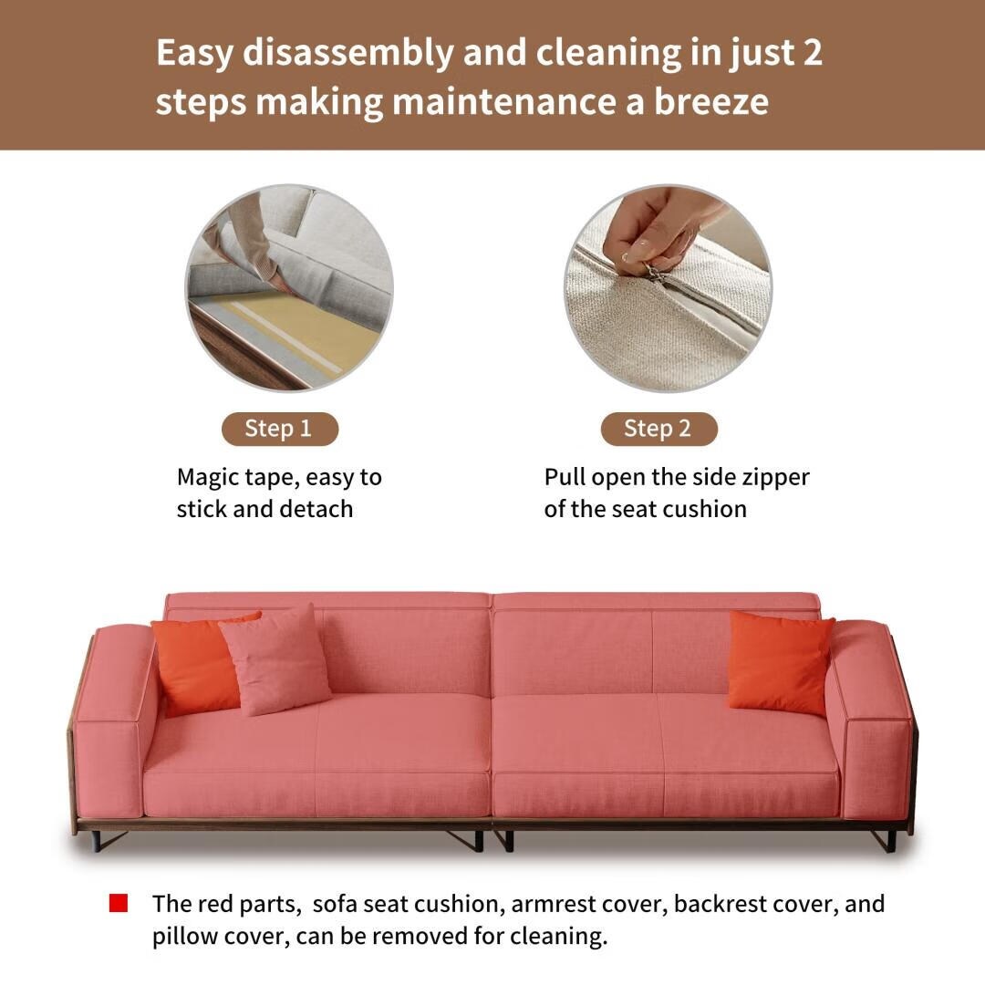 111.81 inch Versatile Solid Wood Compressible Sponge Sofa for Modern Living 4 seat