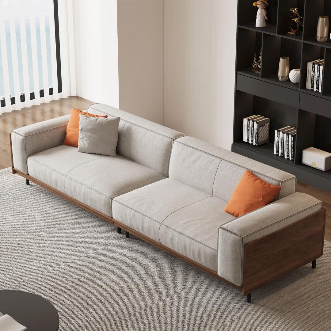 111.81 inch Versatile Solid Wood Compressible Sponge Sofa for Modern Living 4 seat