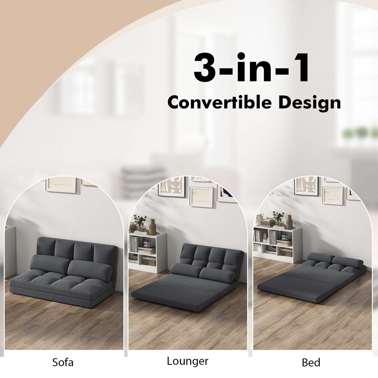 Costway Floor Sofa Bed with 2 Pillows 6 Positions Adjustable Backrest - See Details