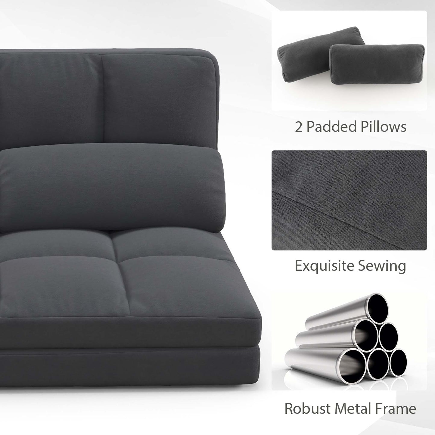 Costway Floor Sofa Bed with 2 Pillows 6 Positions Adjustable Backrest - See Details