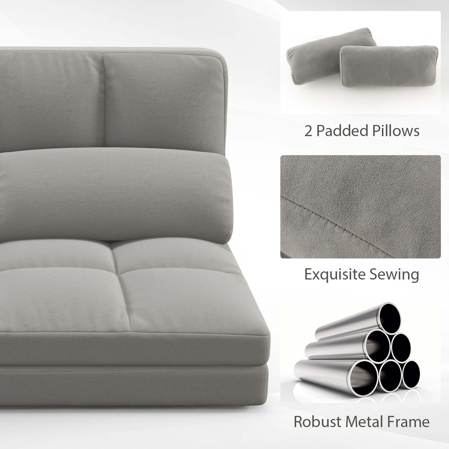 Costway Floor Sofa Bed with 2 Pillows 6 Positions Adjustable Backrest - See Details