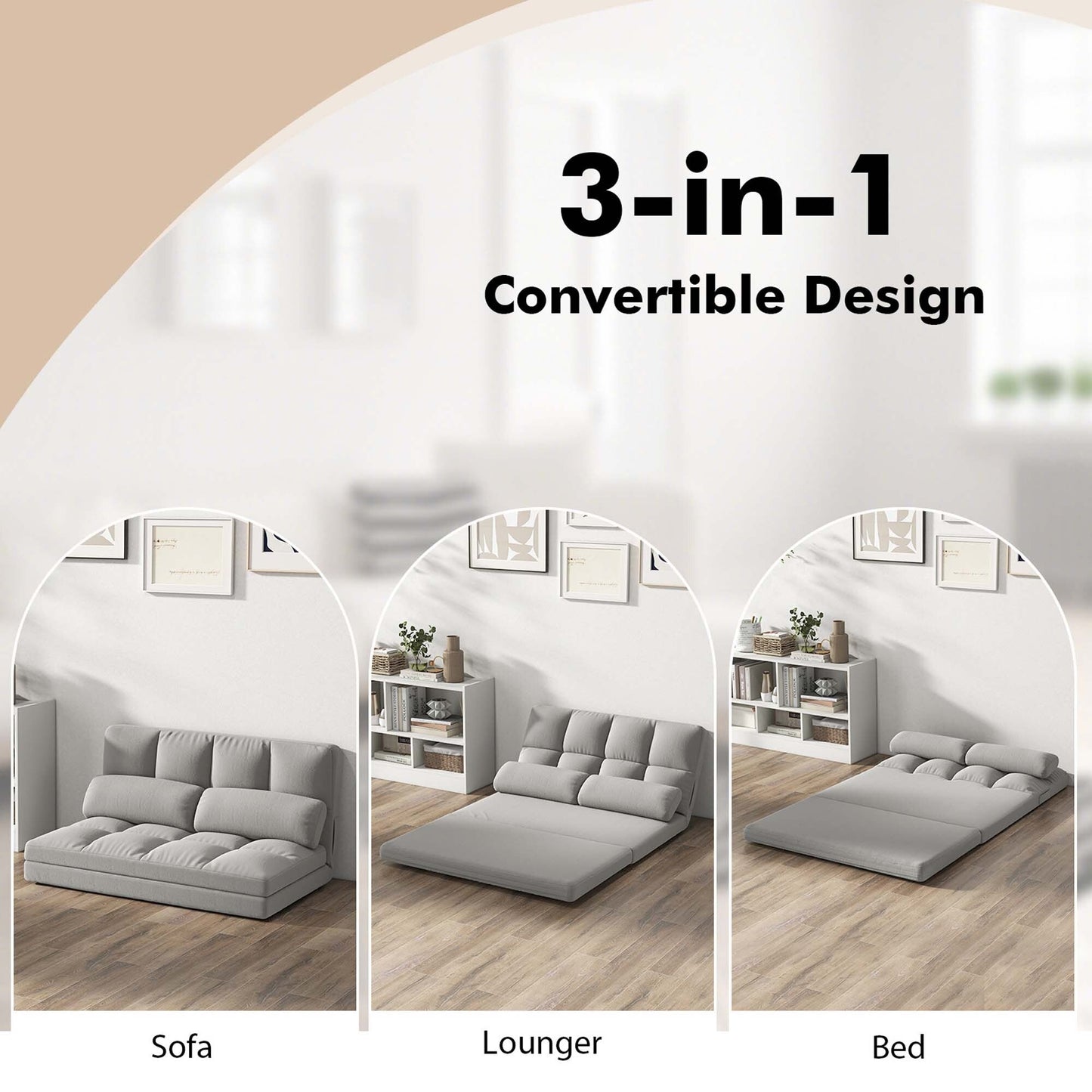 Costway Floor Sofa Bed with 2 Pillows 6 Positions Adjustable Backrest - See Details
