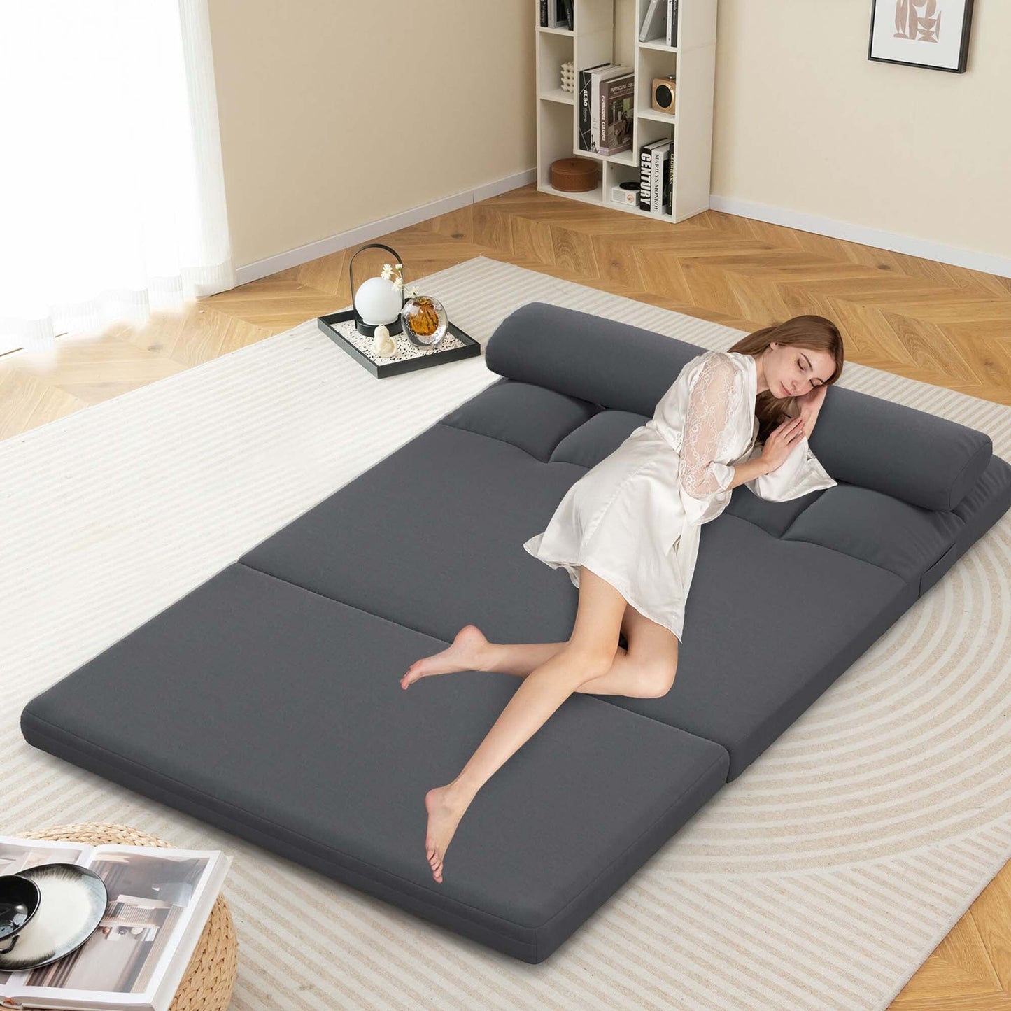 Costway Floor Sofa Bed with 2 Pillows 6 Positions Adjustable Backrest - See Details