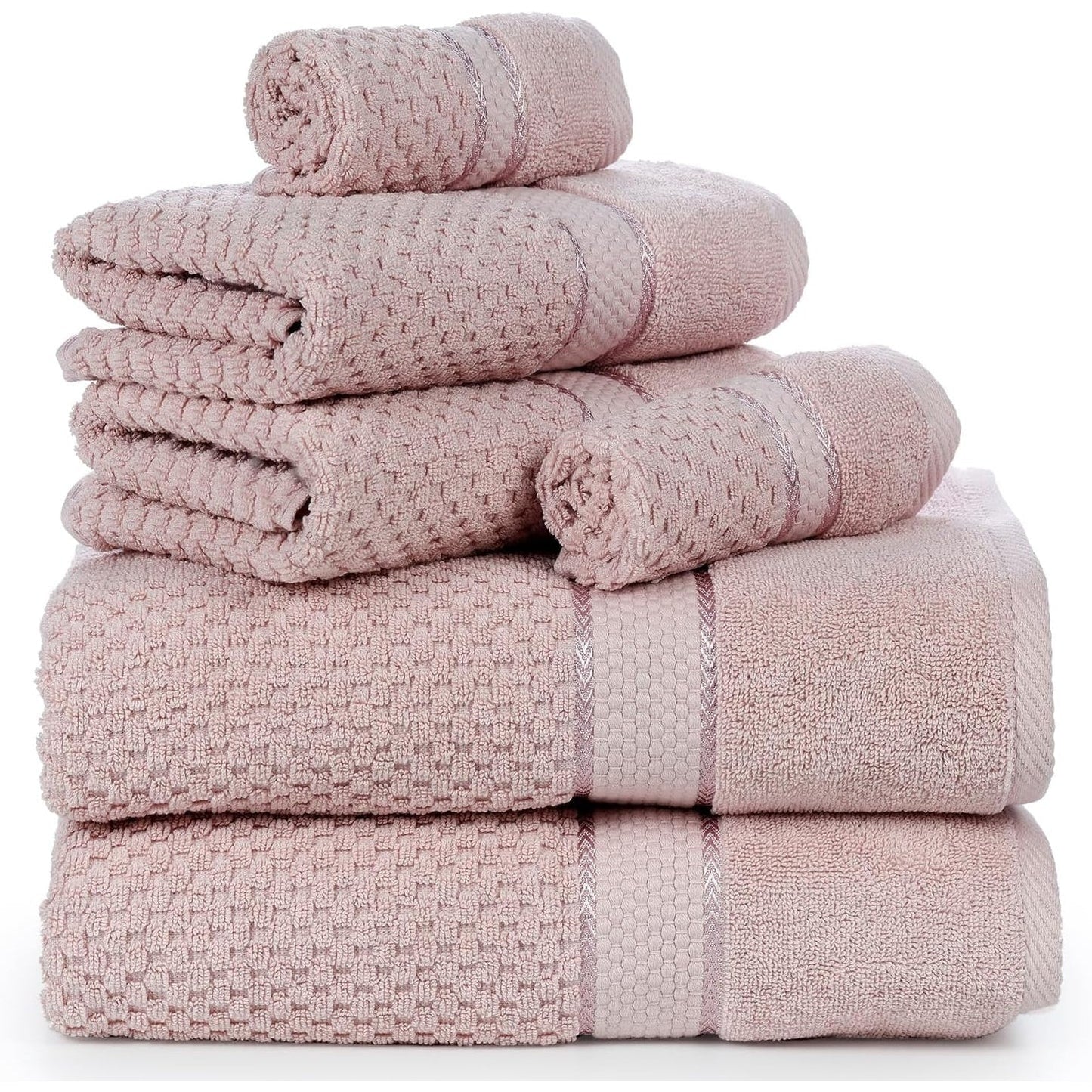 Handtuchset aus 6 Baumwoll-Popcorn-Textur von Ample Decor – 2Bad, 2Hand, 2Waschen
