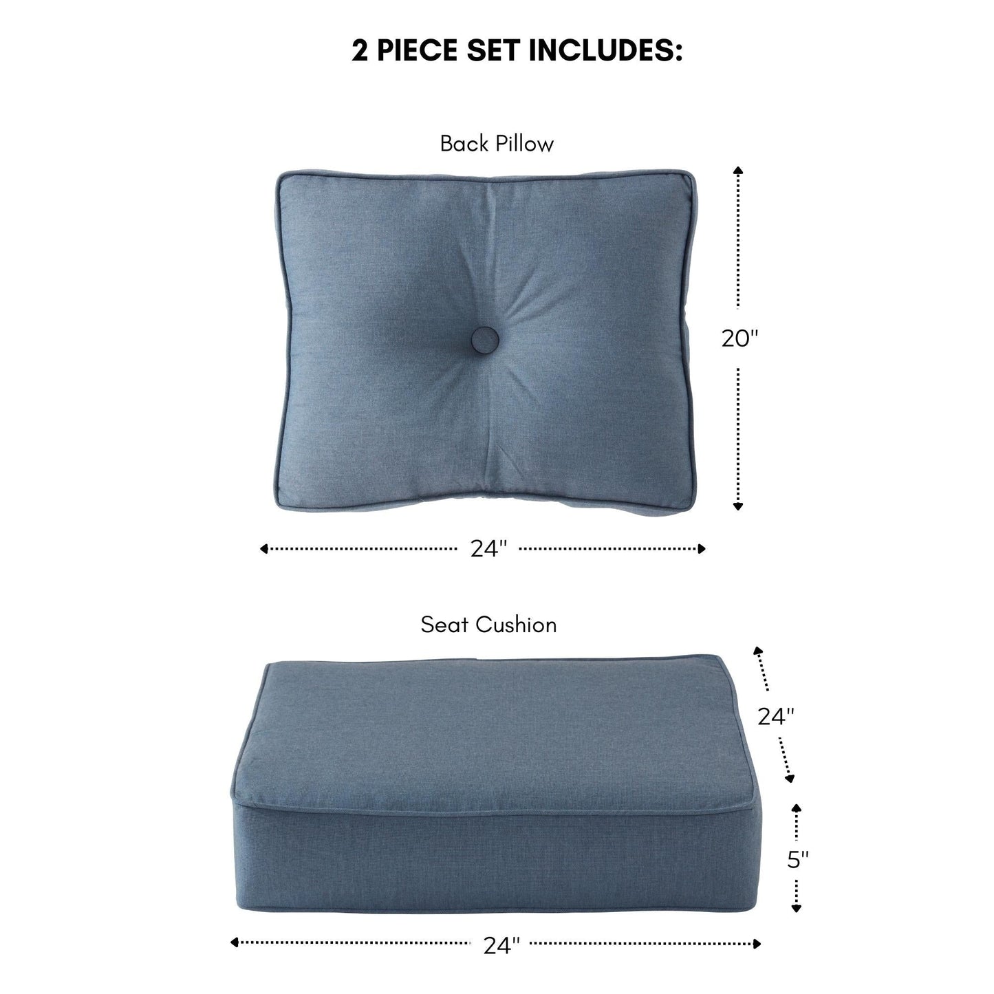 Sunbrella 2-teiliges Premium Deep Seat Outdoor-Kissenset