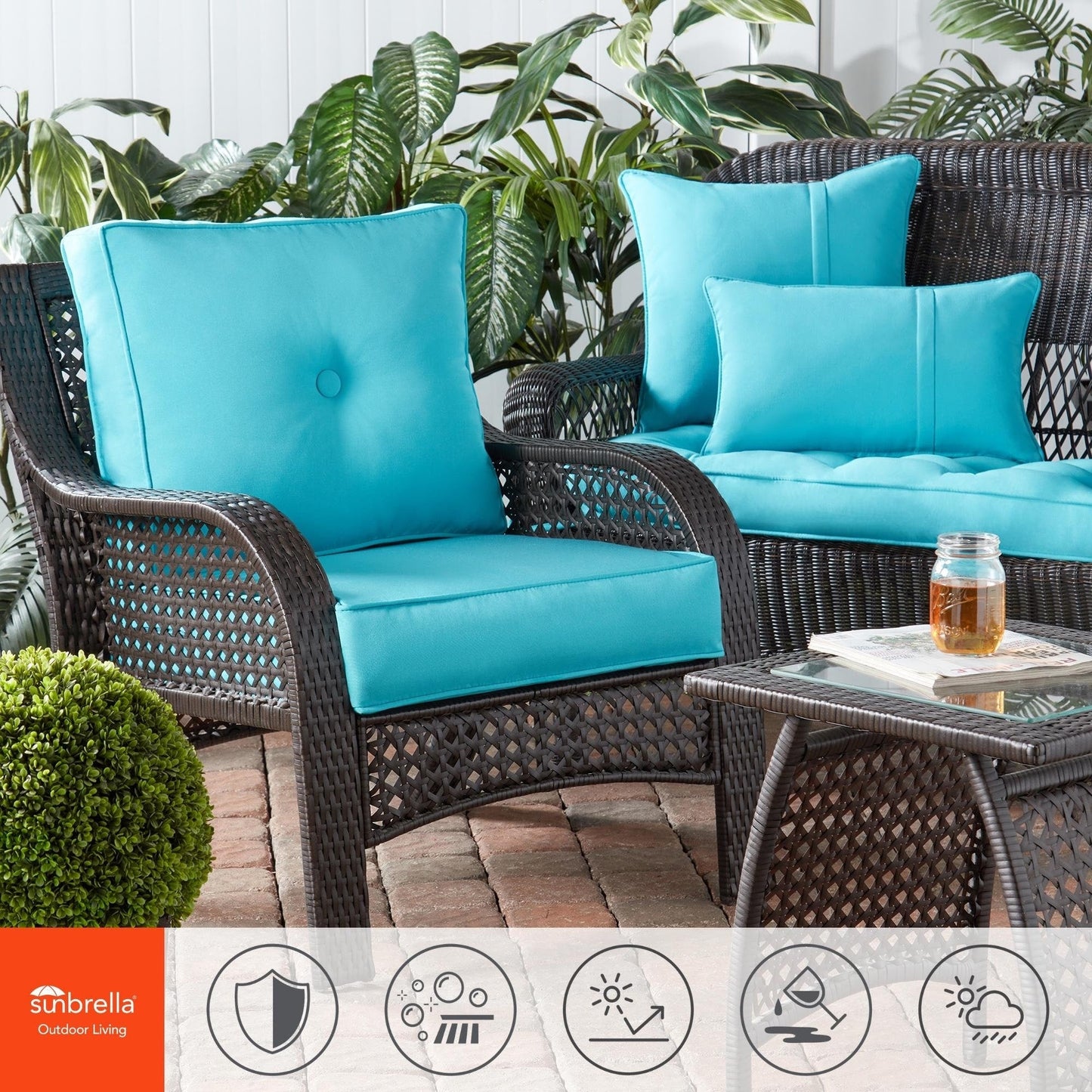 Sunbrella 2-teiliges Premium Deep Seat Outdoor-Kissenset