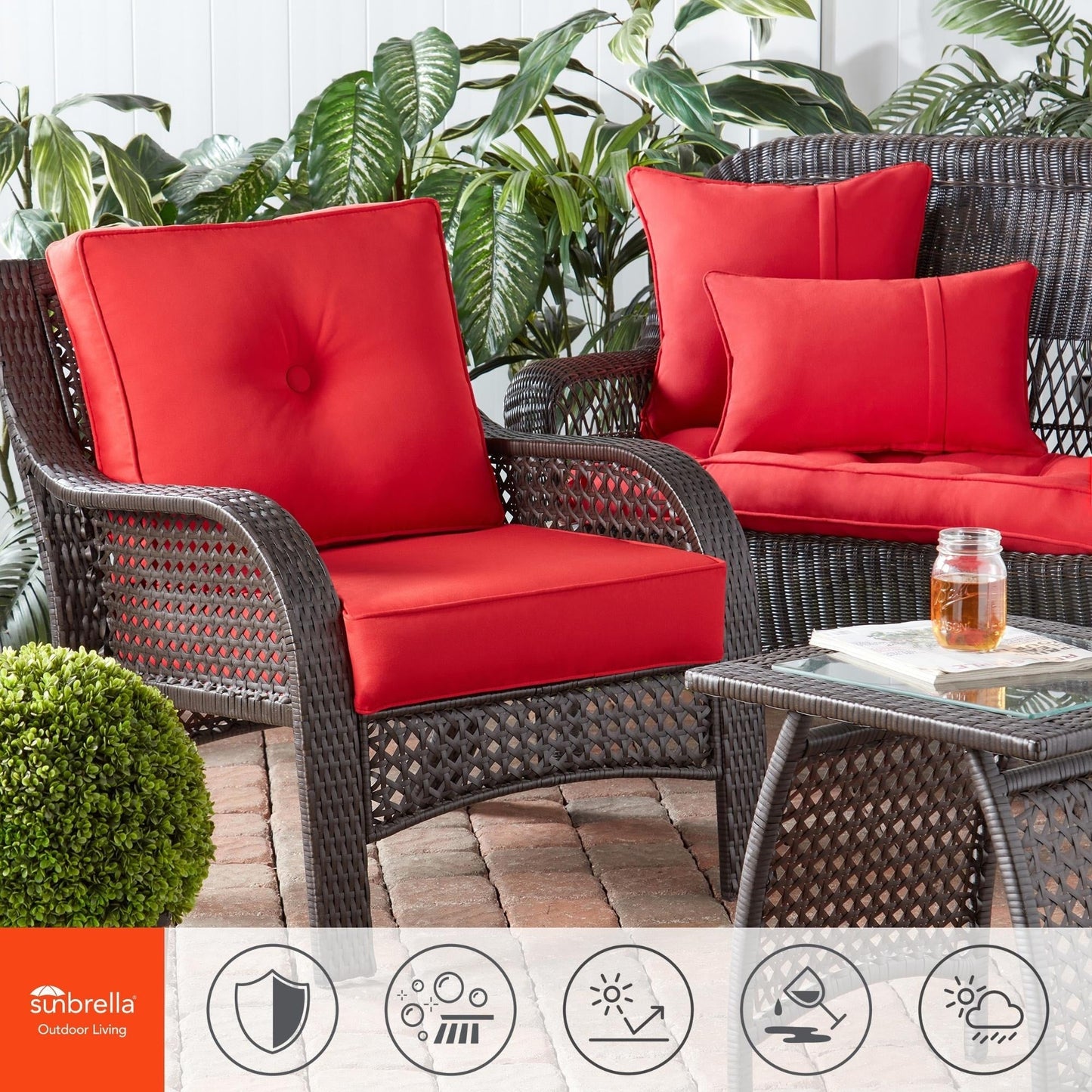 Sunbrella 2-teiliges Premium Deep Seat Outdoor-Kissenset