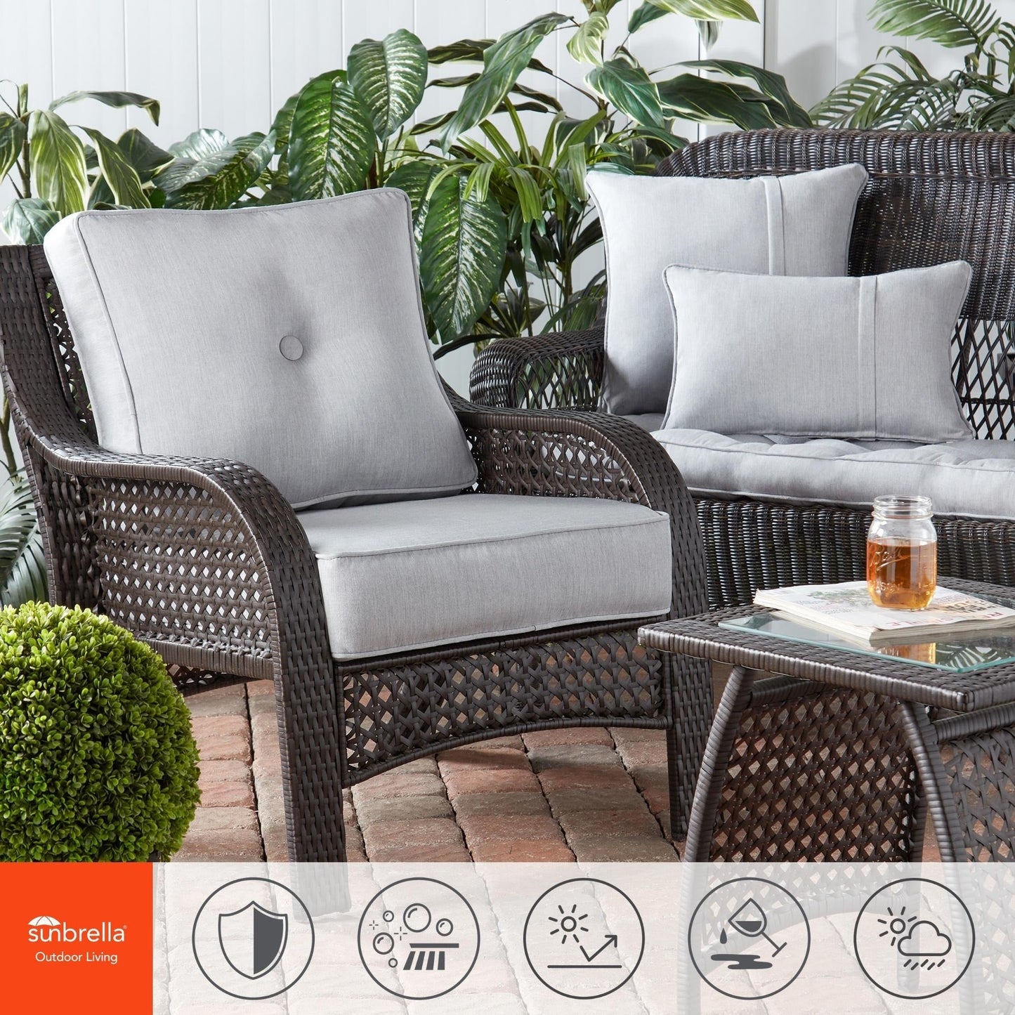 Sunbrella 2-teiliges Premium Deep Seat Outdoor-Kissenset