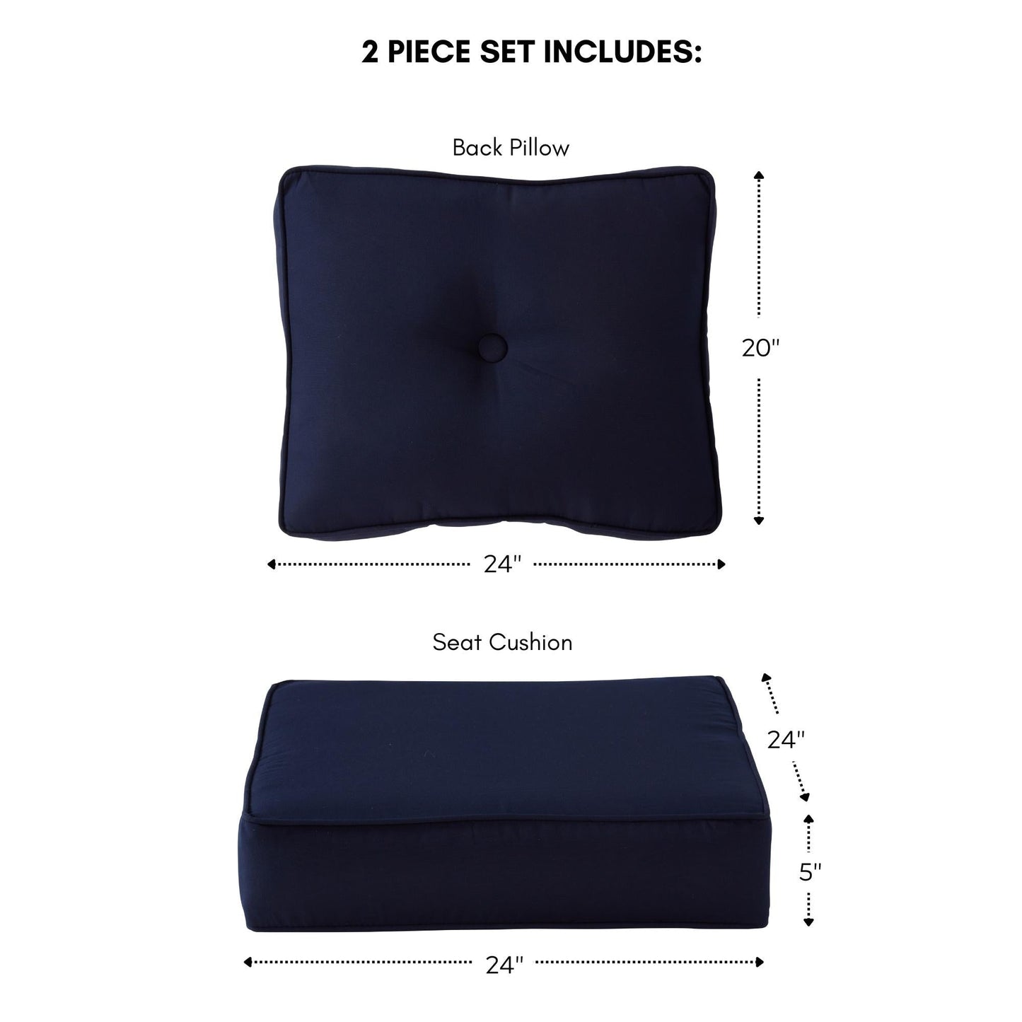 Sunbrella 2-teiliges Premium Deep Seat Outdoor-Kissenset