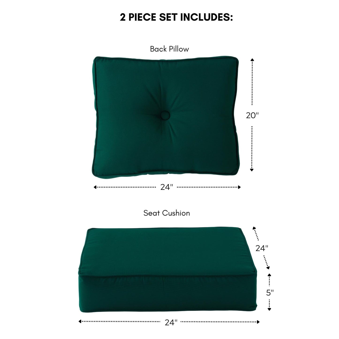 Sunbrella 2-teiliges Premium Deep Seat Outdoor-Kissenset