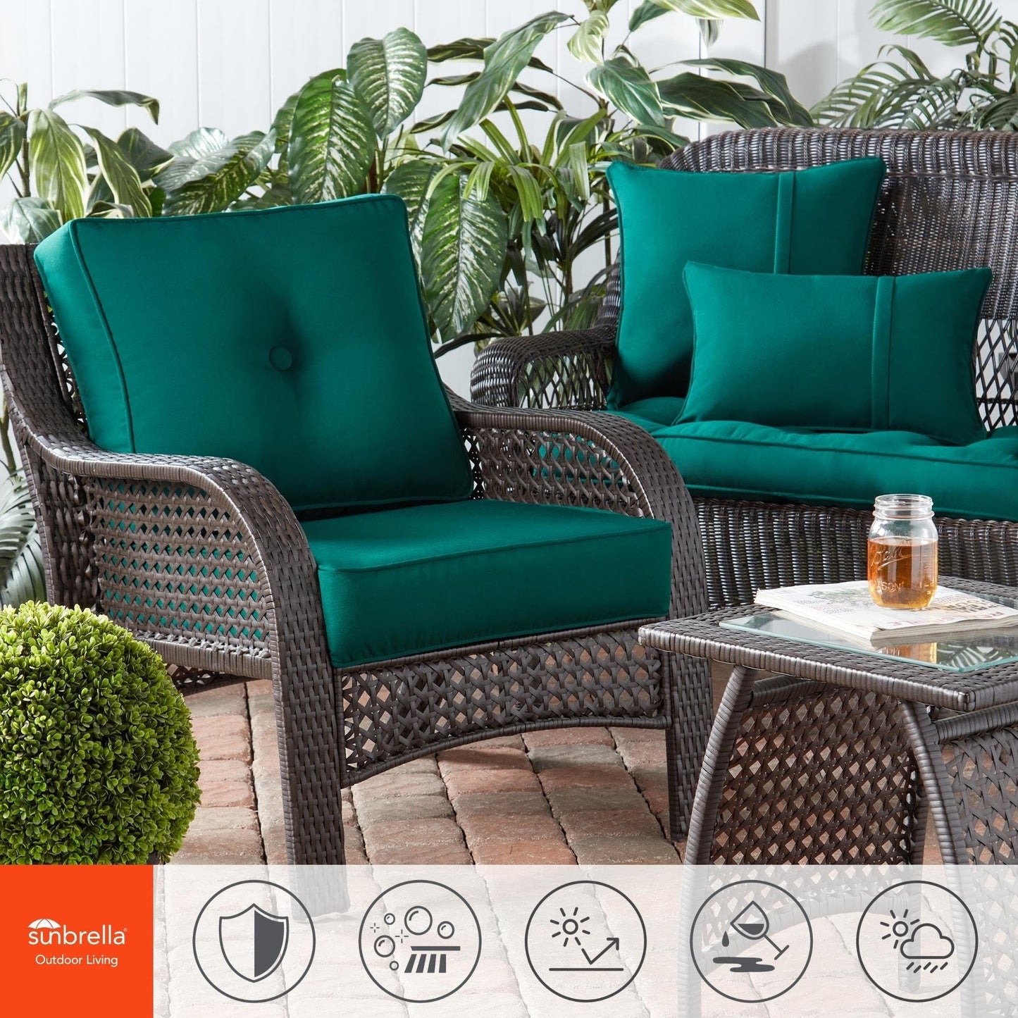 Sunbrella 2-teiliges Premium Deep Seat Outdoor-Kissenset
