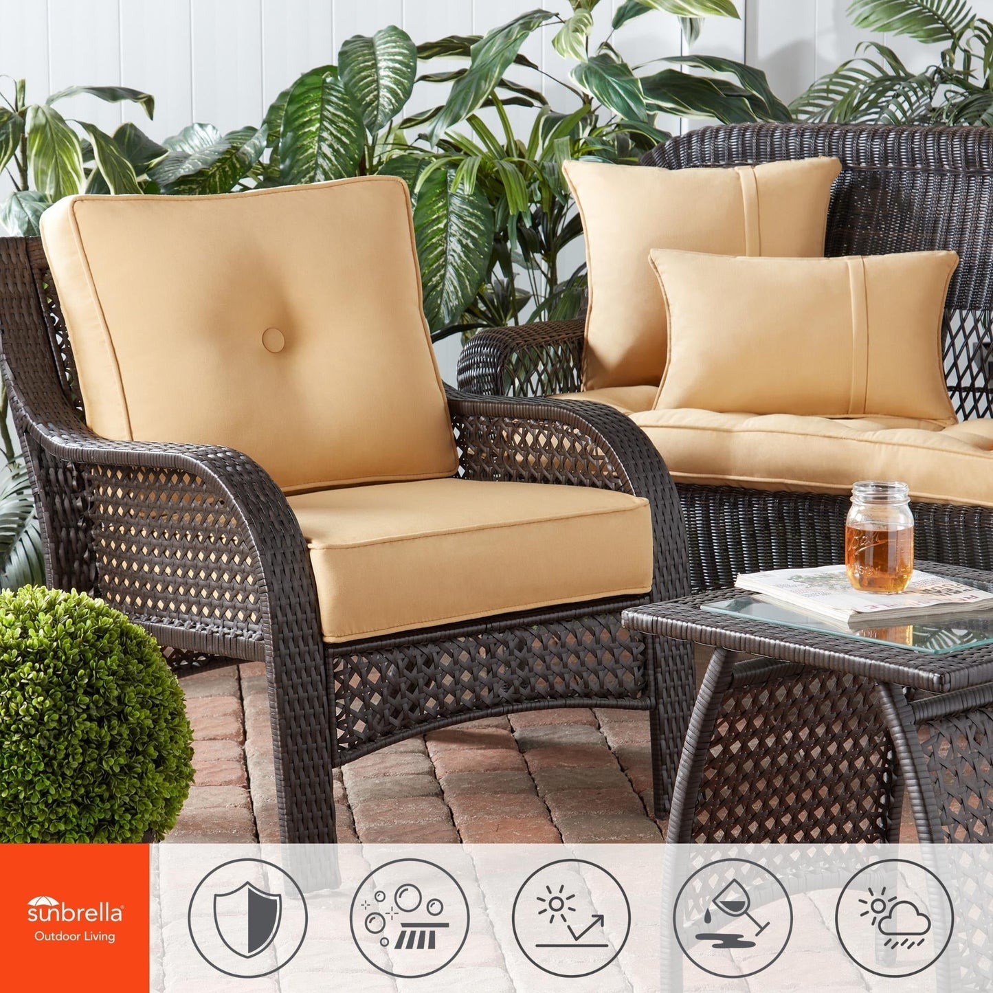 Sunbrella 2-teiliges Premium Deep Seat Outdoor-Kissenset