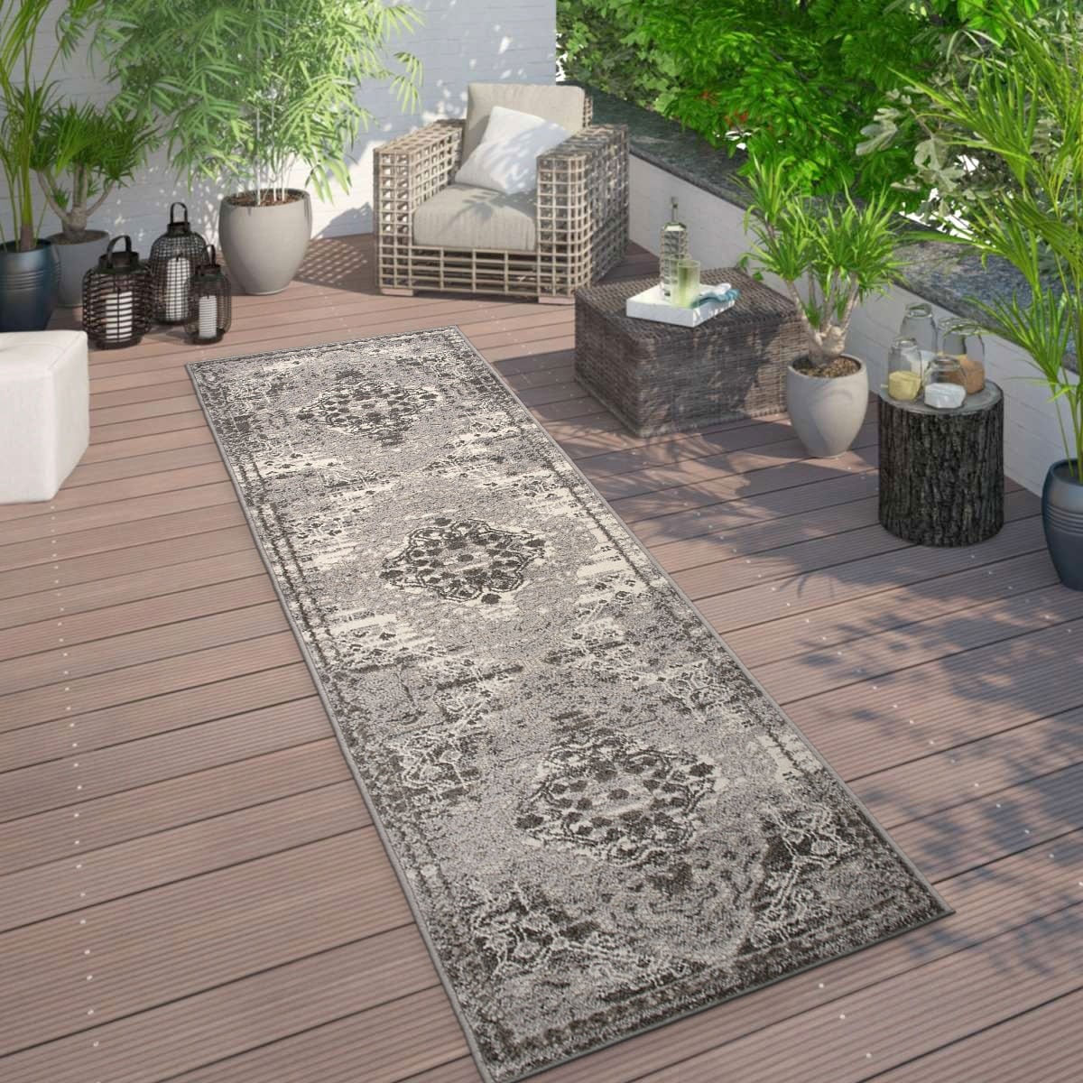 World Rug Gallery Traditioneller Teppich für drinnen und draußen im Used-Look