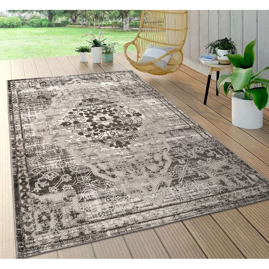 World Rug Gallery Traditioneller Teppich für drinnen und draußen im Used-Look