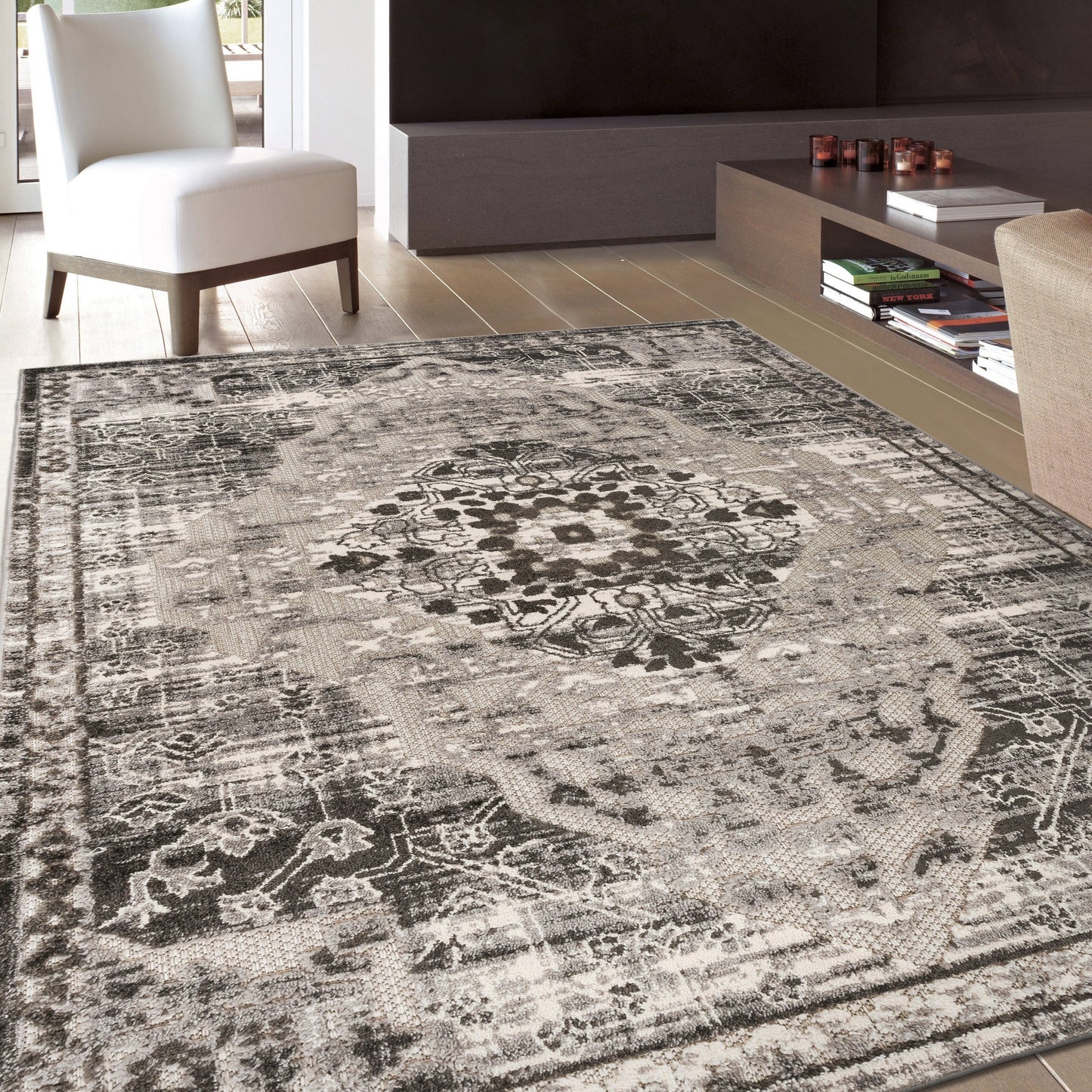 World Rug Gallery Traditioneller Teppich für drinnen und draußen im Used-Look