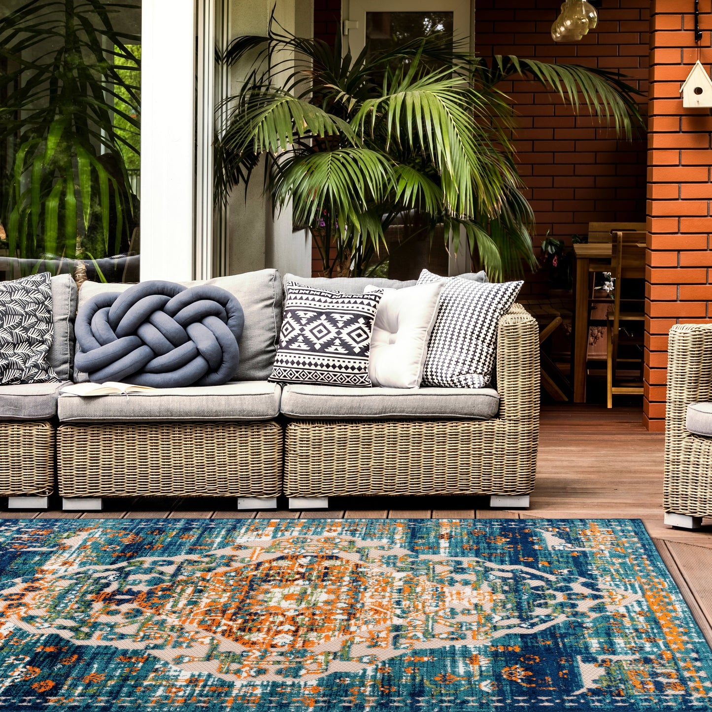 World Rug Gallery Traditioneller Teppich für drinnen und draußen im Used-Look