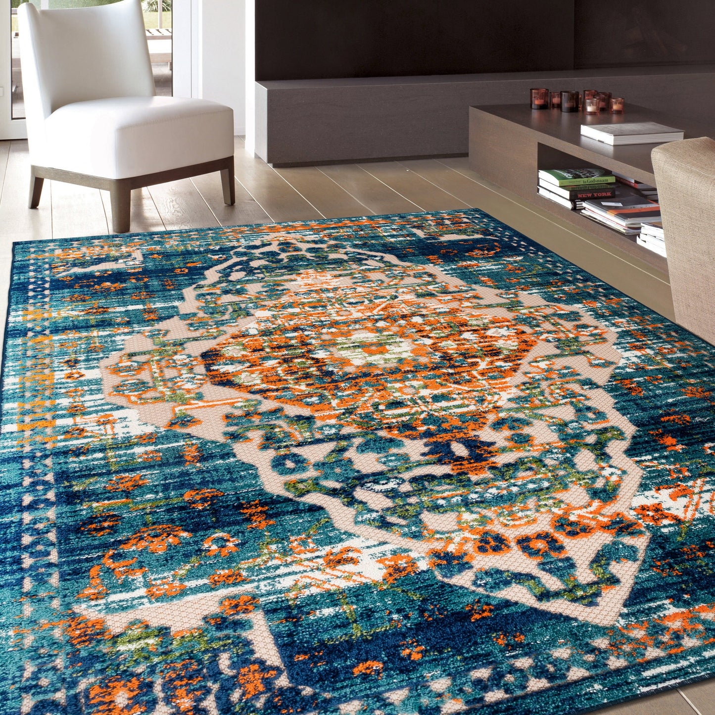 World Rug Gallery Traditioneller Teppich für drinnen und draußen im Used-Look
