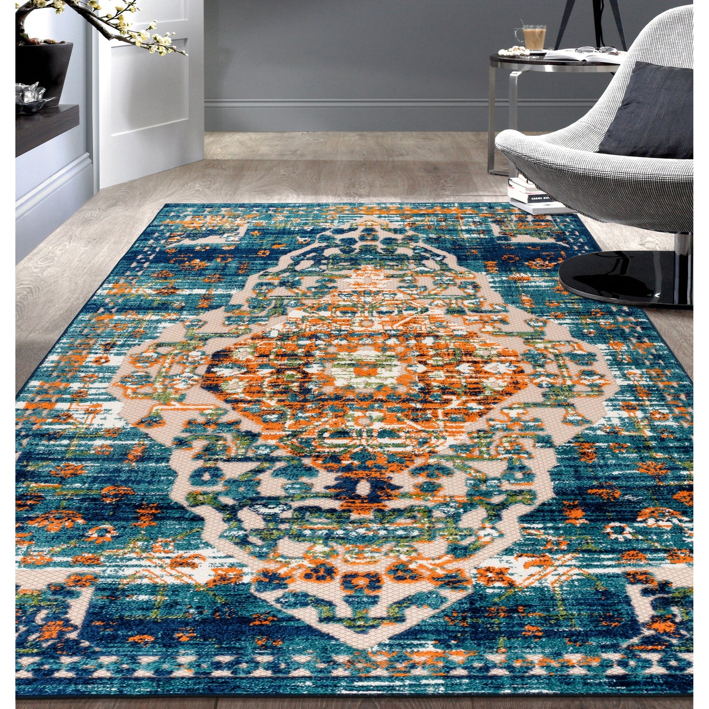 World Rug Gallery Traditioneller Teppich für drinnen und draußen im Used-Look