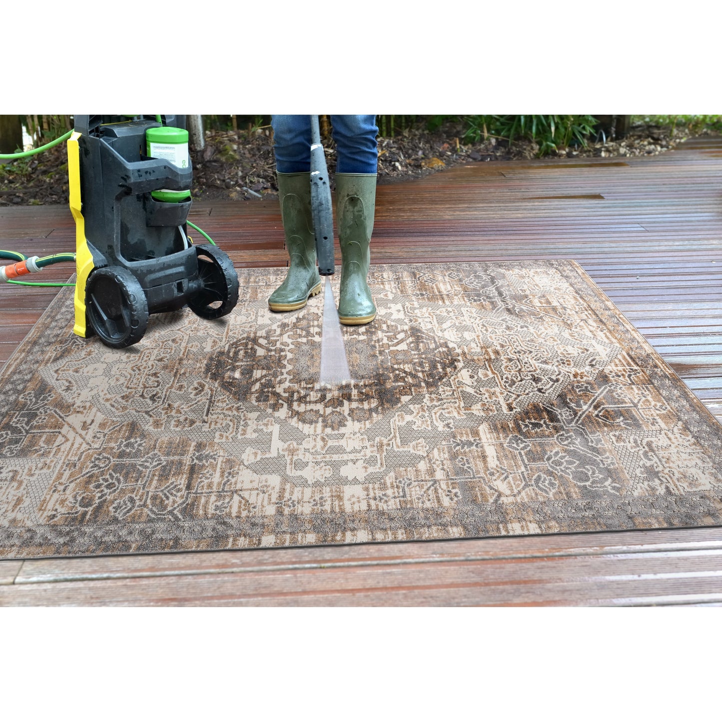 World Rug Gallery Traditioneller Teppich für drinnen und draußen im Used-Look