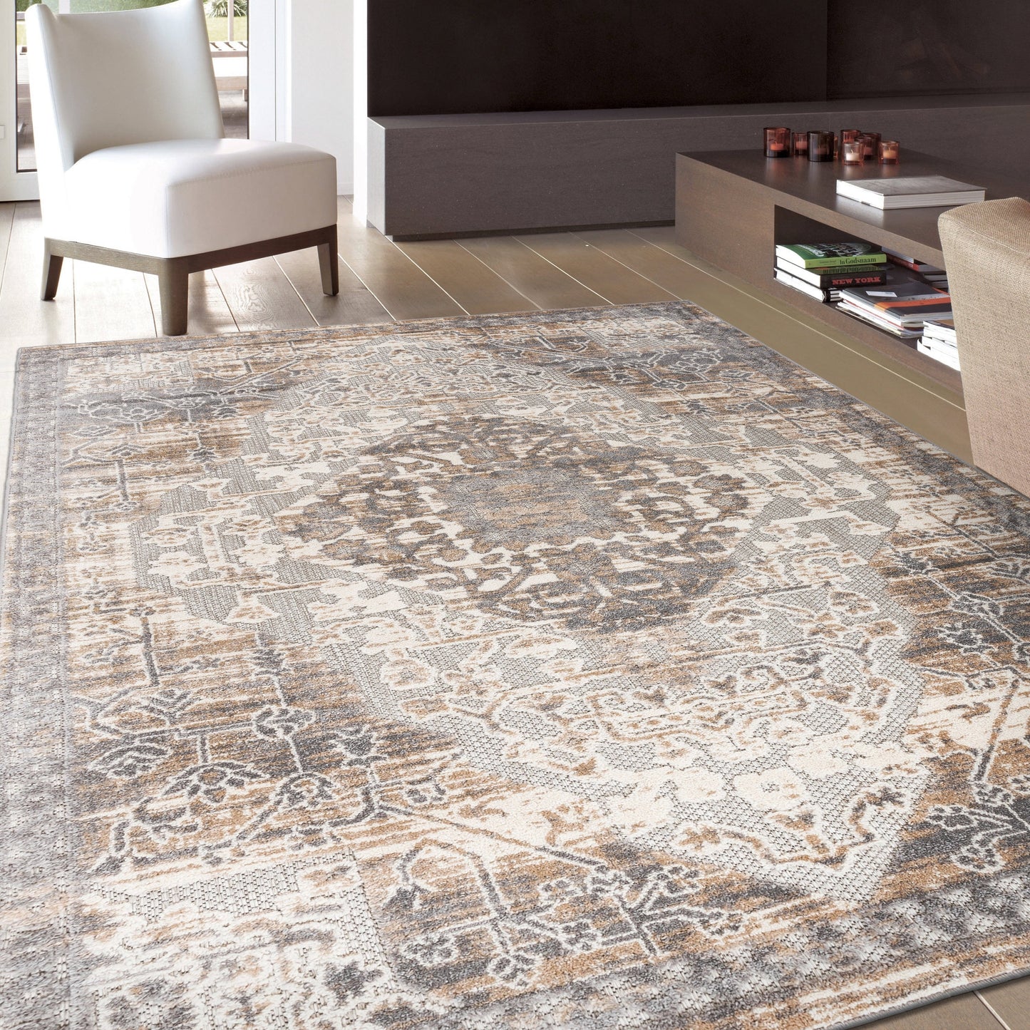 World Rug Gallery Traditioneller Teppich für drinnen und draußen im Used-Look