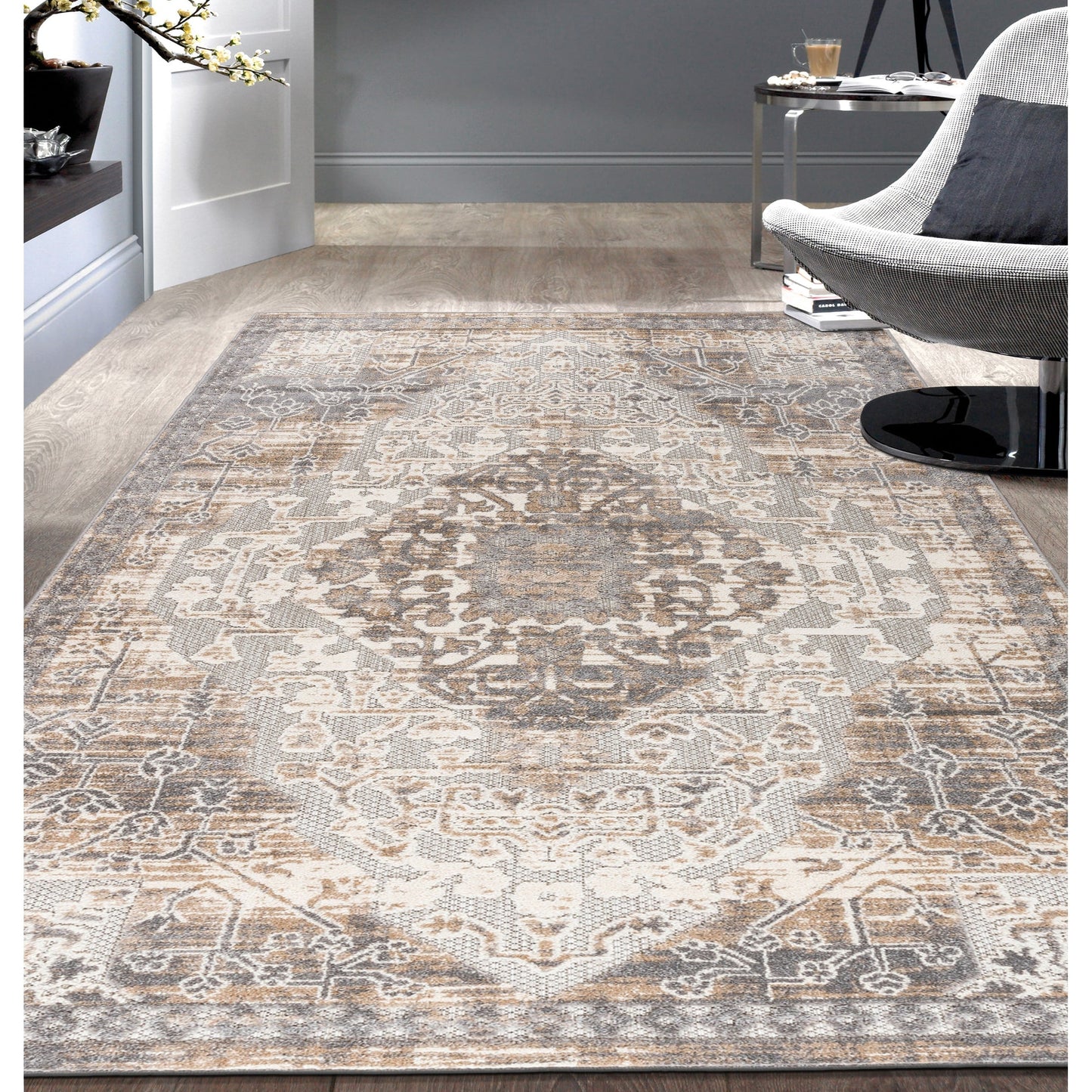 World Rug Gallery Traditioneller Teppich für drinnen und draußen im Used-Look