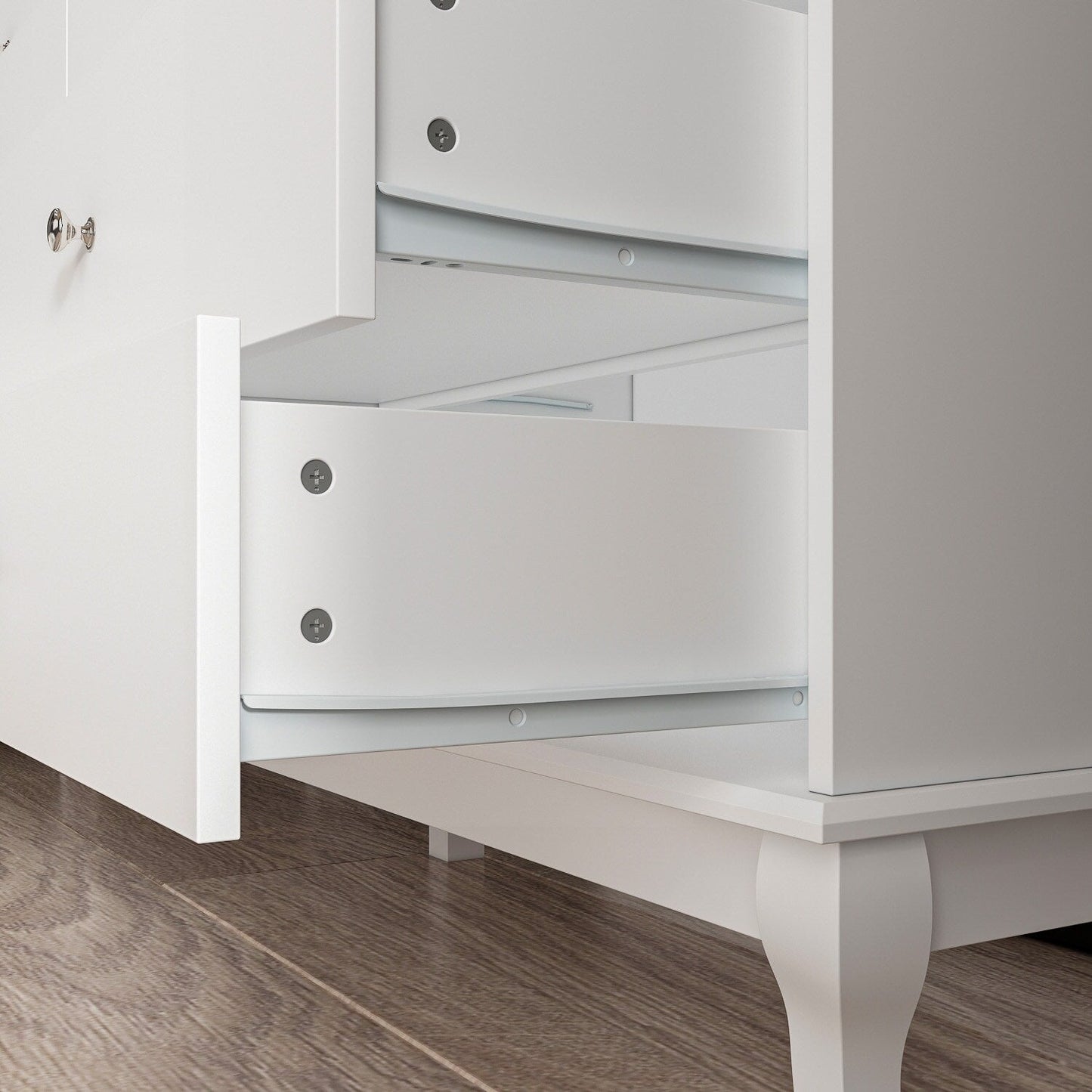 Doppelkommode mit 10 Schubladen für Schlafzimmer, weiße Kommode, breiter Stauraum