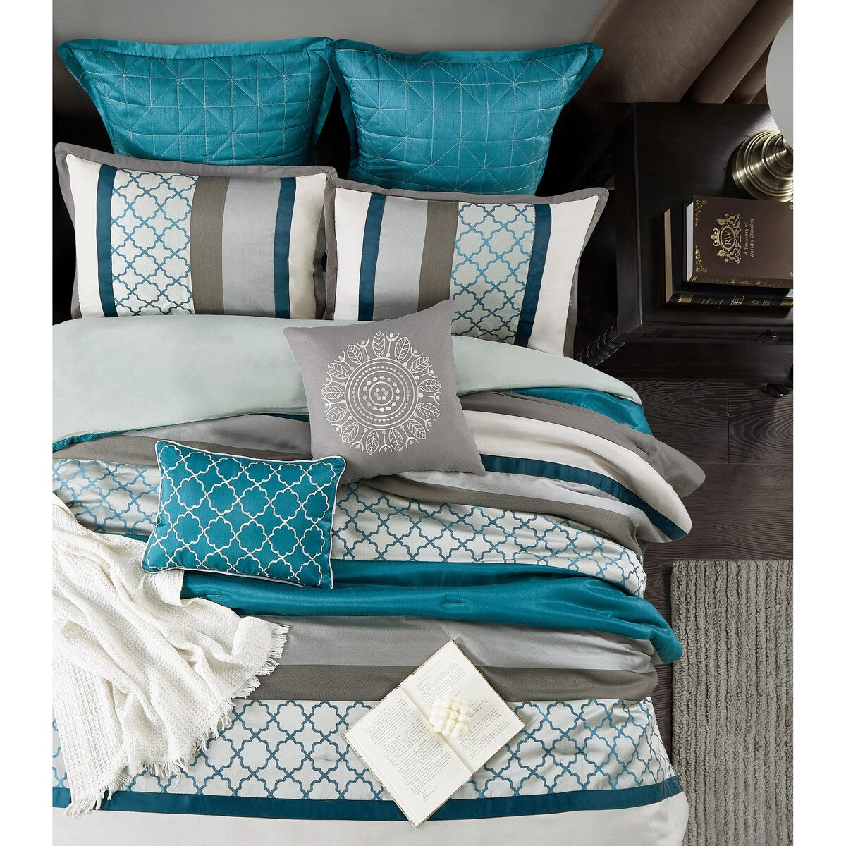 Nanshing Avalon Trellis 8-teiliges Bettdeckenset mit marokkanischem Druck