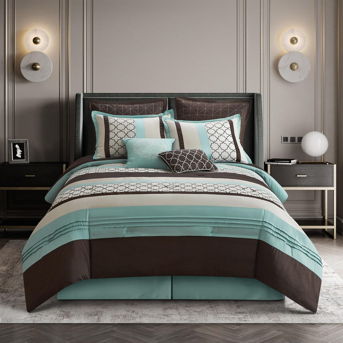 Nanshing Avalon Trellis 8-teiliges Bettdeckenset mit marokkanischem Druck