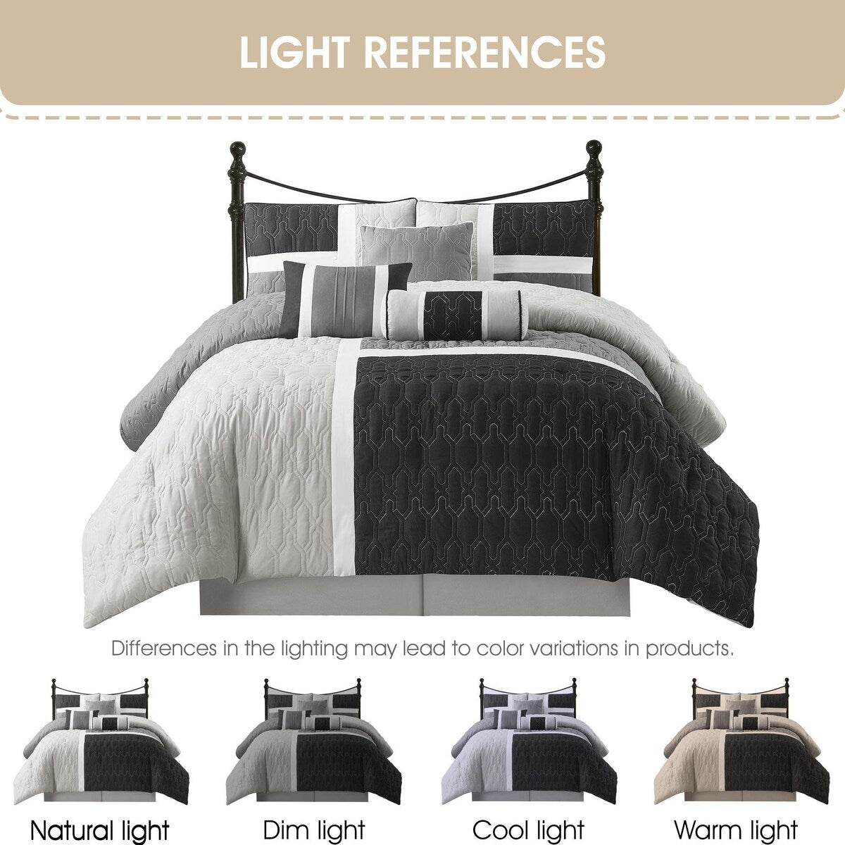 Nanshing Blake 7-teiliges modernes Colorblock-Bettdeckenset