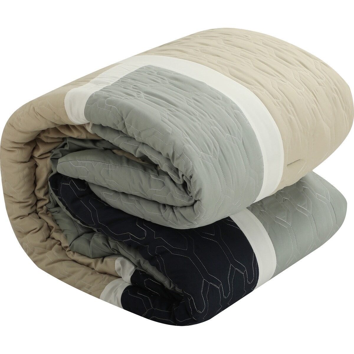 Nanshing Blake 7-teiliges modernes Colorblock-Bettdeckenset