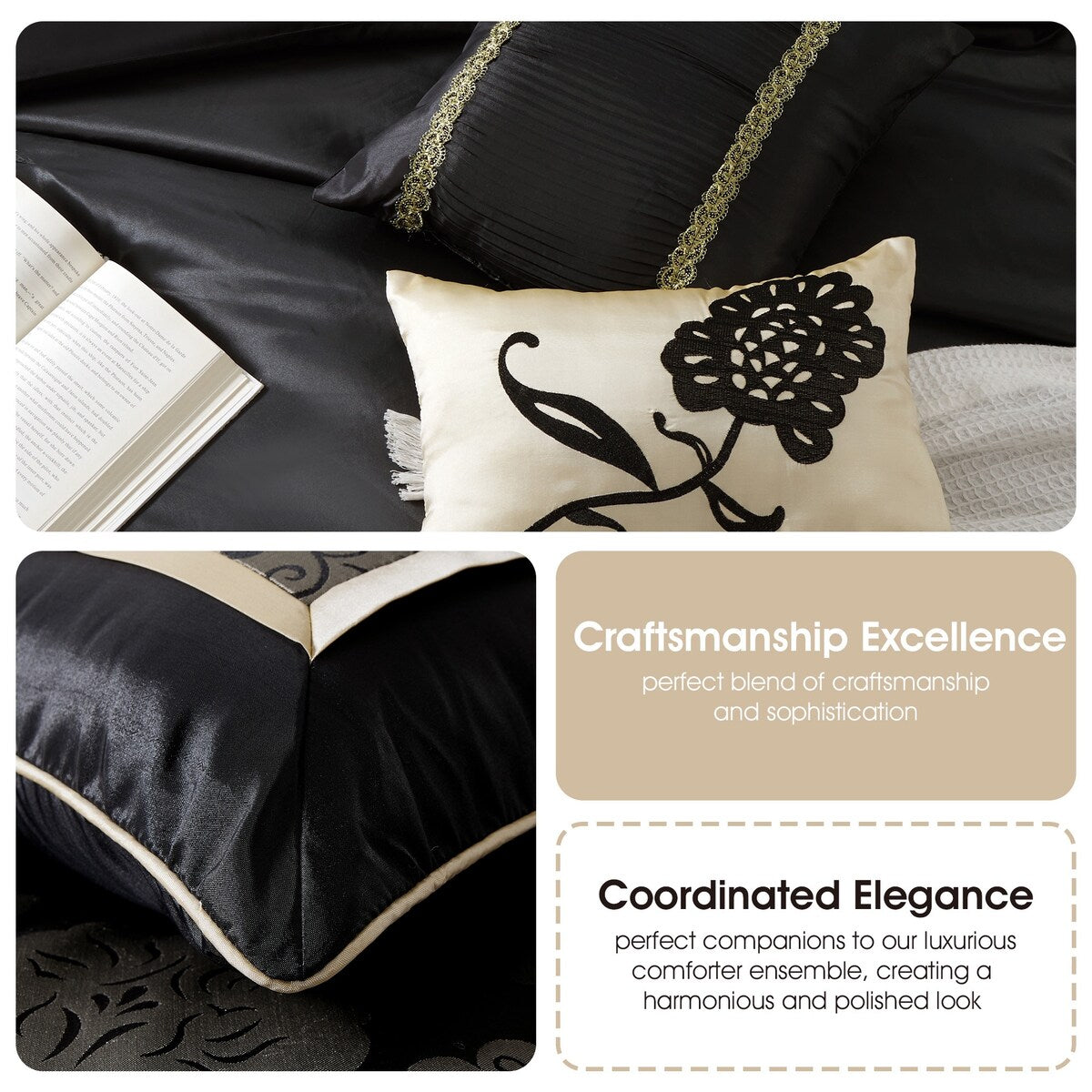 Nanshing Brie 9-teiliges Jacquard-Bettdeckenset mit Blumenmuster