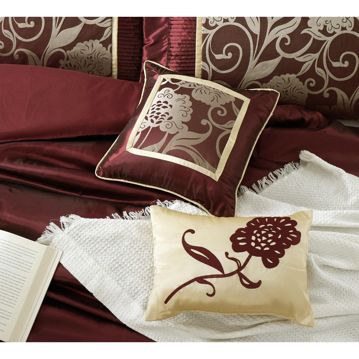 Nanshing Brie 9-teiliges Jacquard-Bettdeckenset mit Blumenmuster