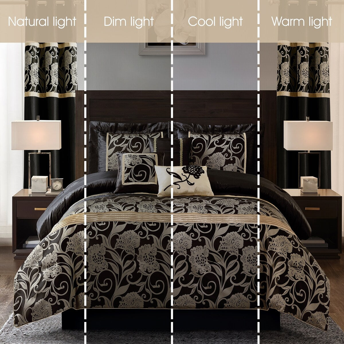 Nanshing Brie 9-teiliges Jacquard-Bettdeckenset mit Blumenmuster