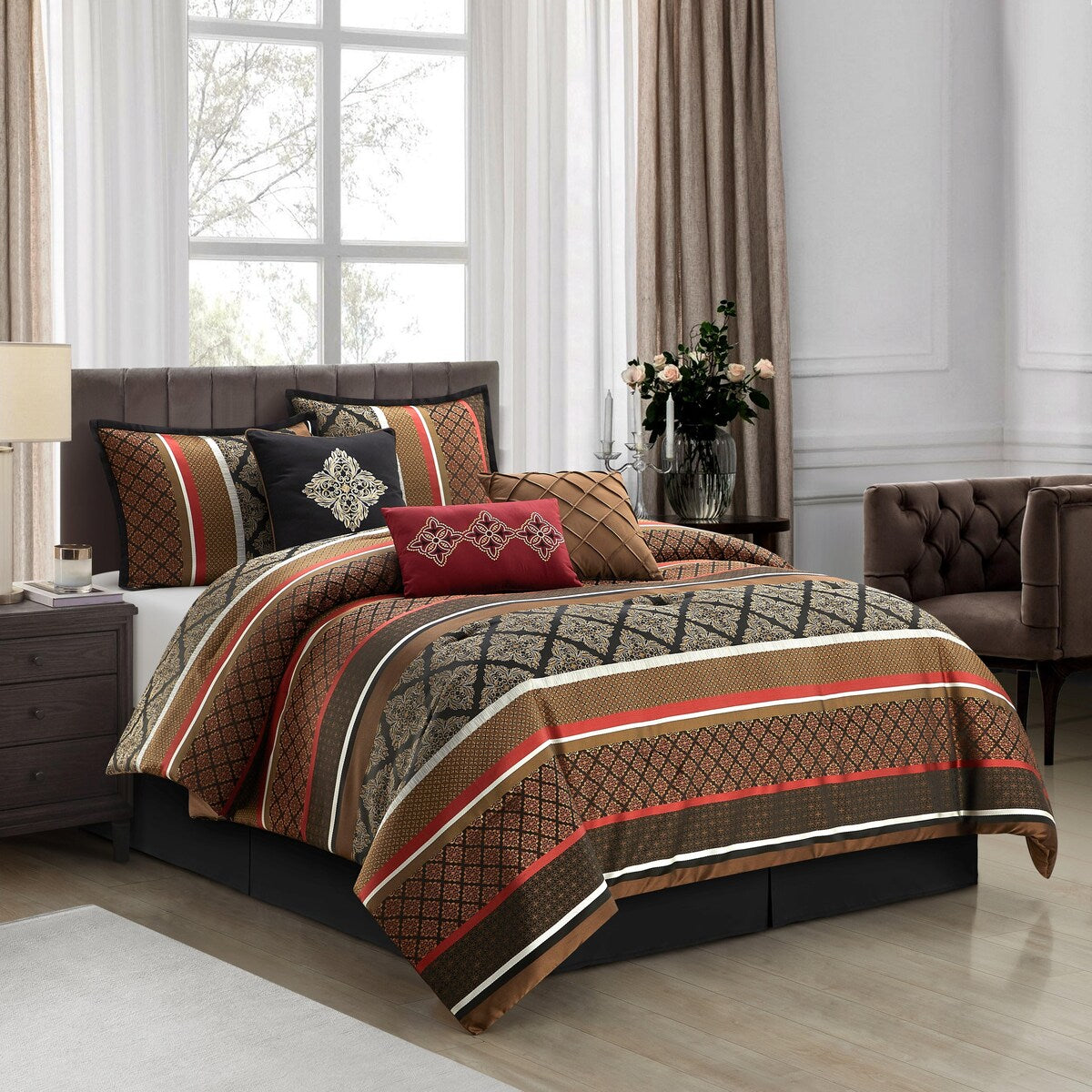 Nanshing Jensen 7-teiliges Jacquard-Bettdeckenset mit geometrischem Muster