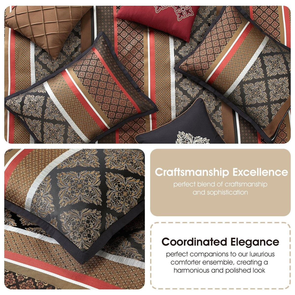 Nanshing Jensen 7-teiliges Jacquard-Bettdeckenset mit geometrischem Muster