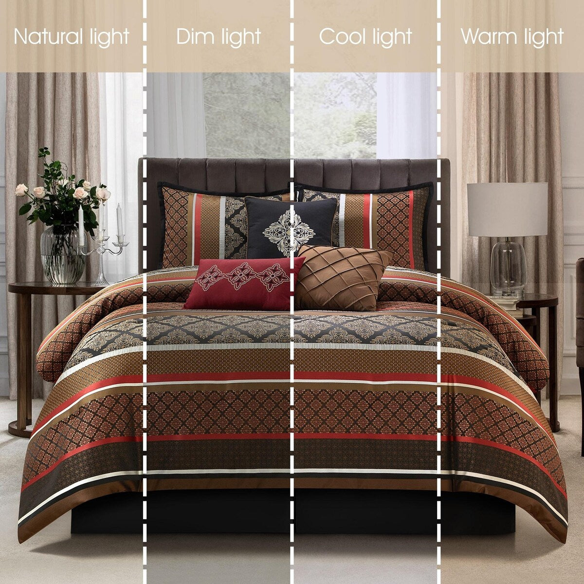 Nanshing Jensen 7-teiliges Jacquard-Bettdeckenset mit geometrischem Muster