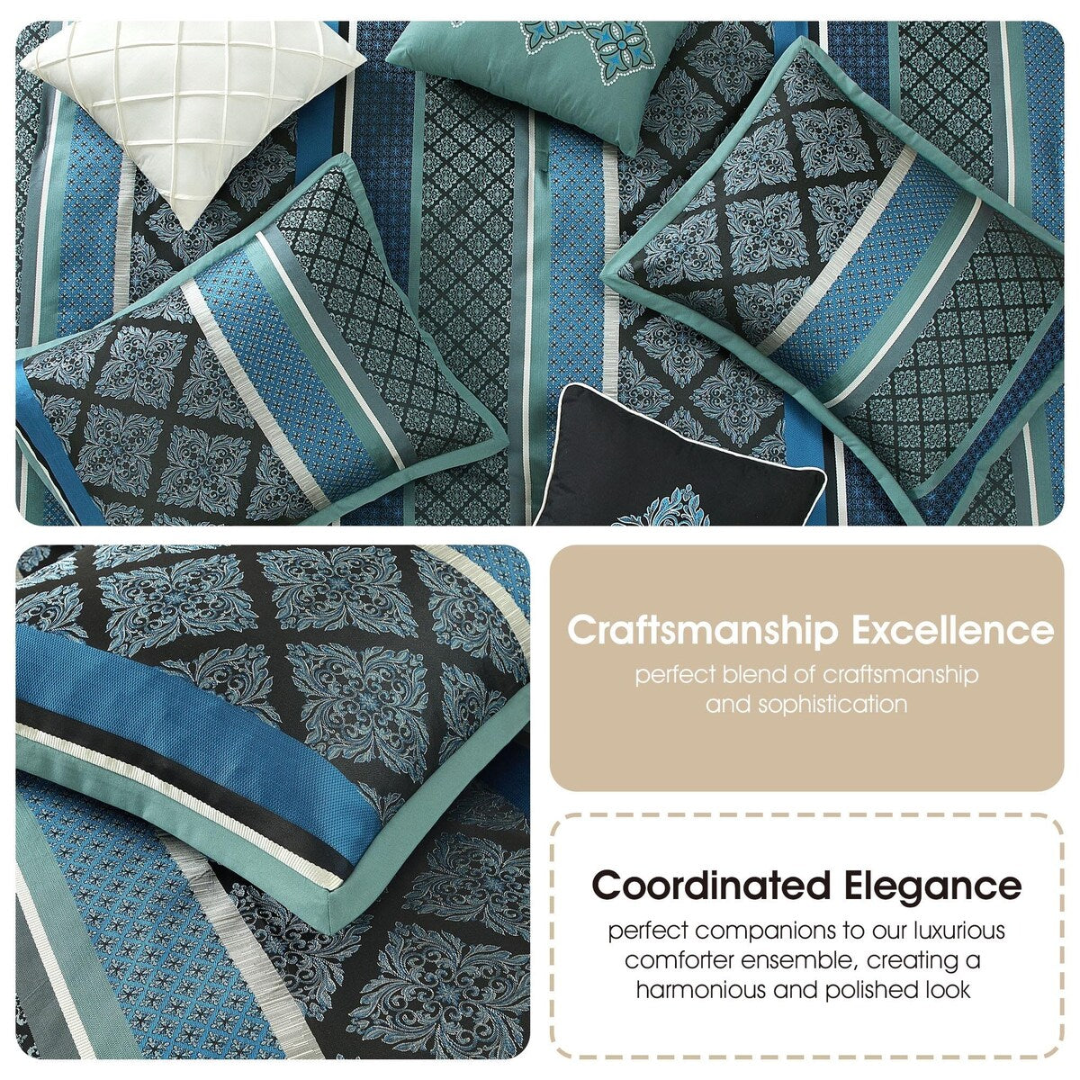 Nanshing Jensen 7-teiliges Jacquard-Bettdeckenset mit geometrischem Muster