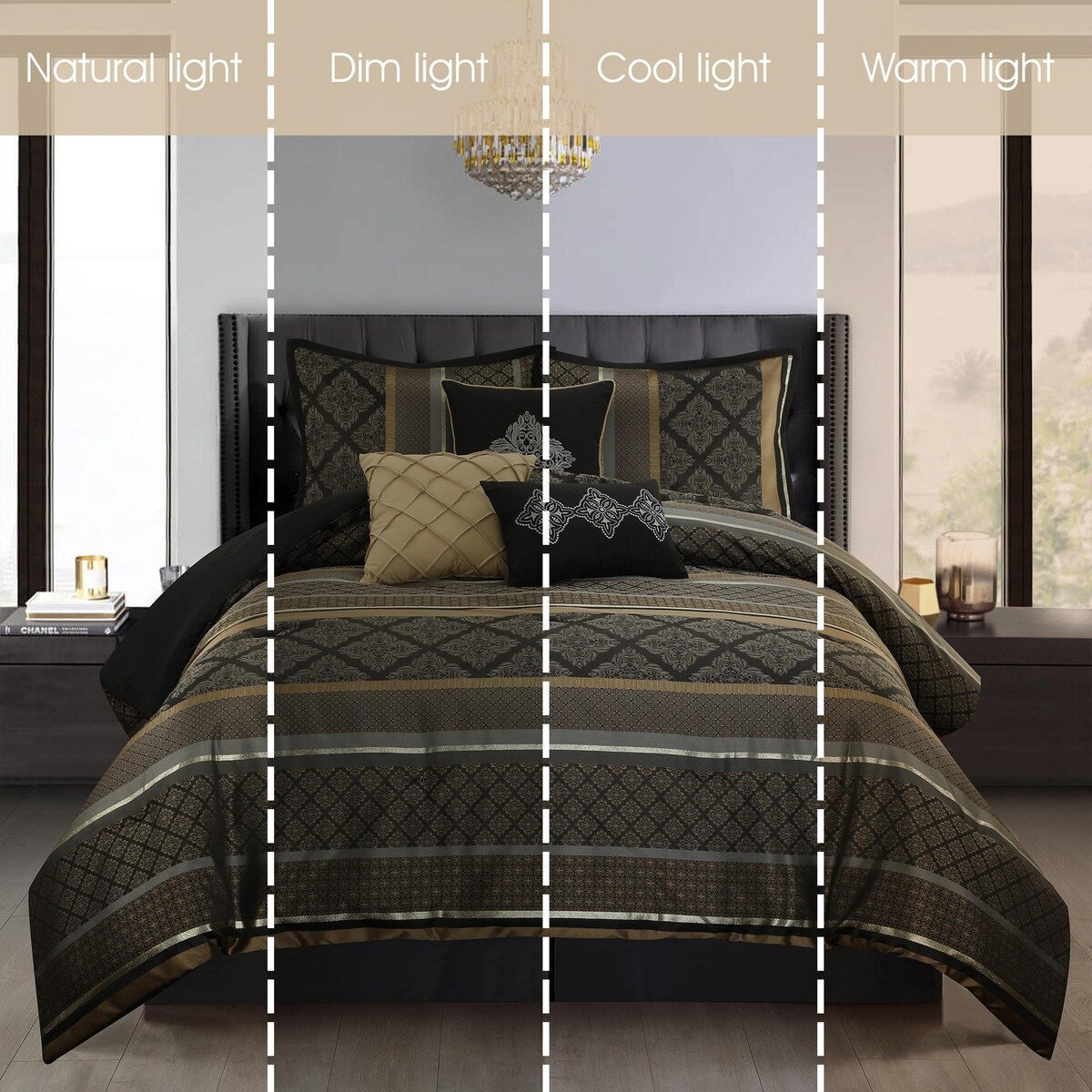 Nanshing Jensen 7-teiliges Jacquard-Bettdeckenset mit geometrischem Muster