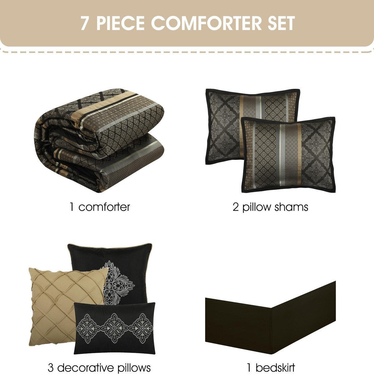 Nanshing Jensen 7-teiliges Jacquard-Bettdeckenset mit geometrischem Muster
