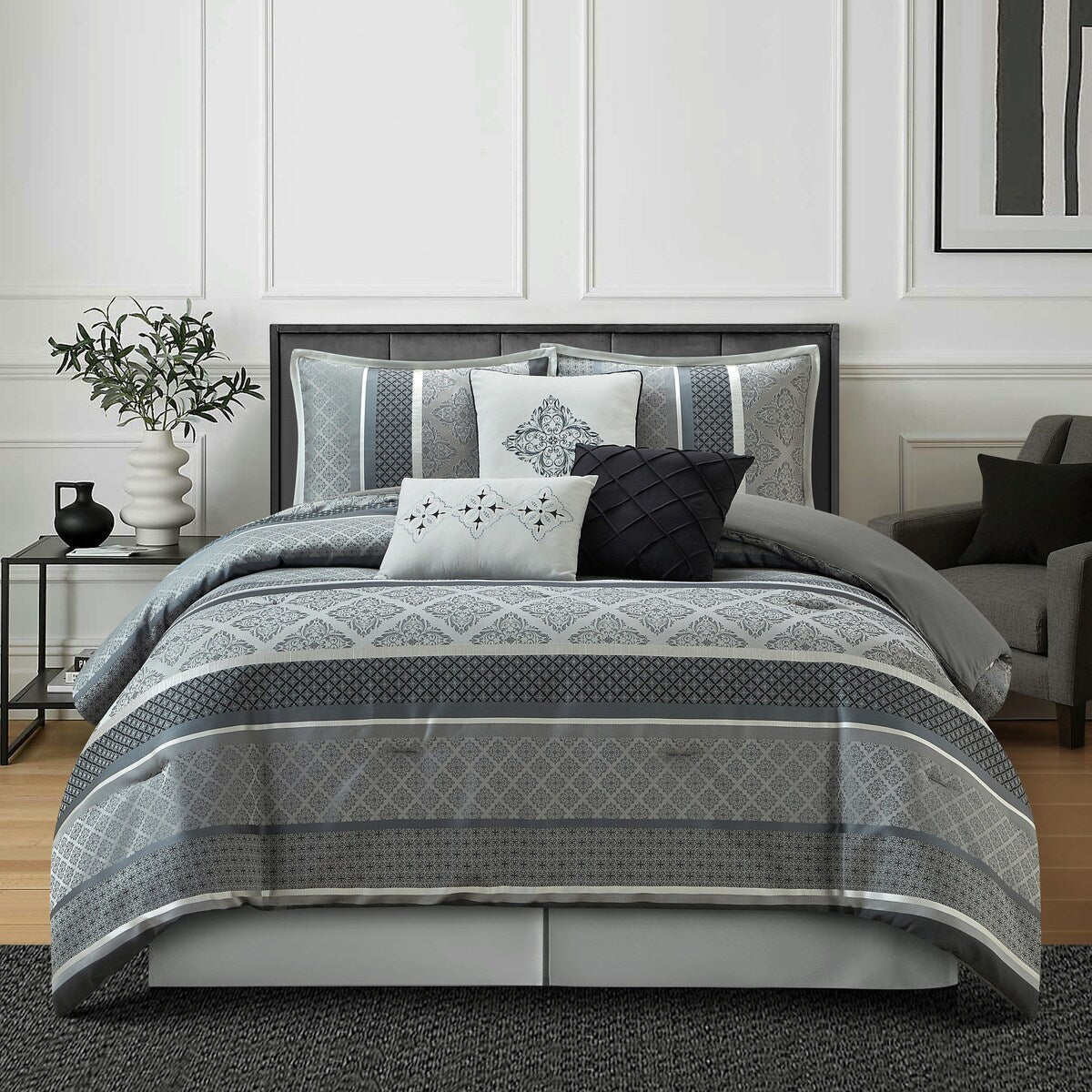 Nanshing Jensen 7-teiliges Jacquard-Bettdeckenset mit geometrischem Muster