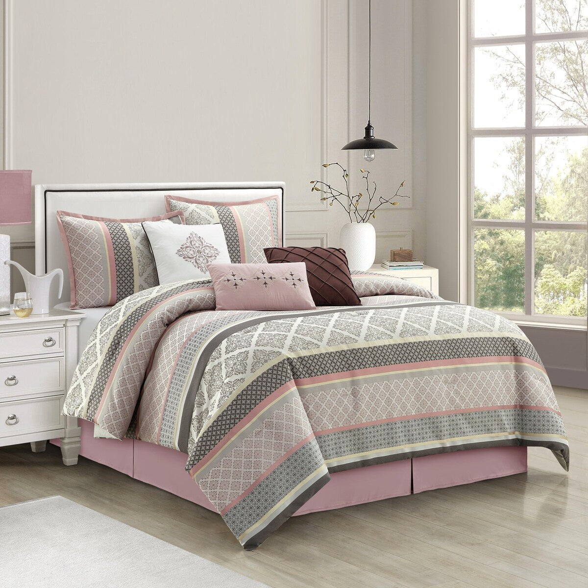 Nanshing Jensen 7-teiliges Jacquard-Bettdeckenset mit geometrischem Muster