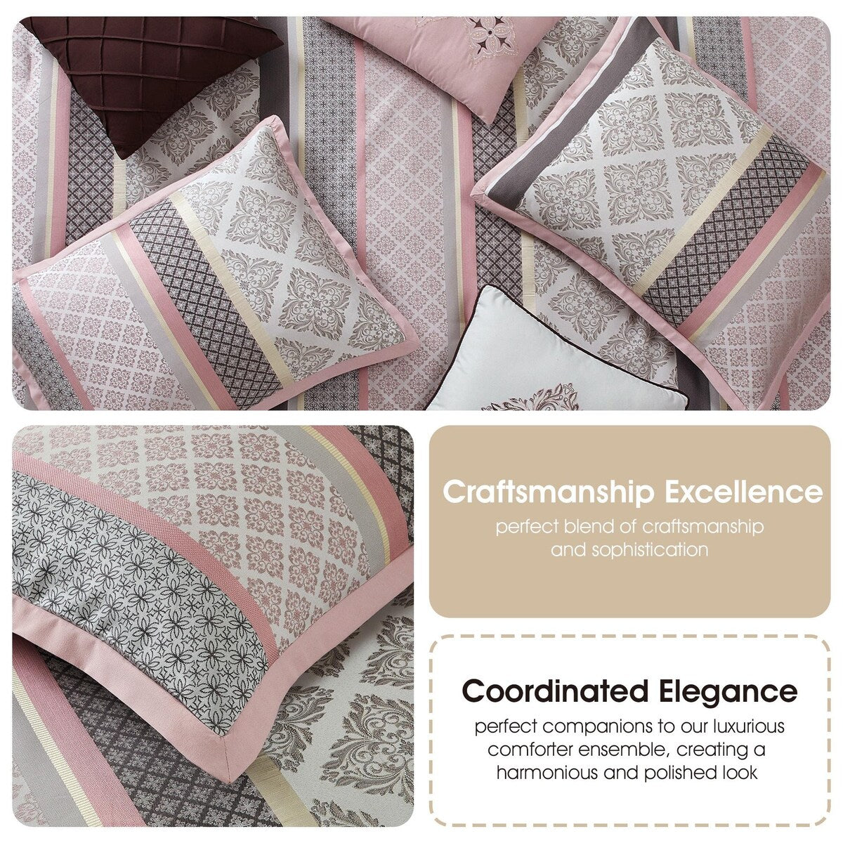 Nanshing Jensen 7-teiliges Jacquard-Bettdeckenset mit geometrischem Muster