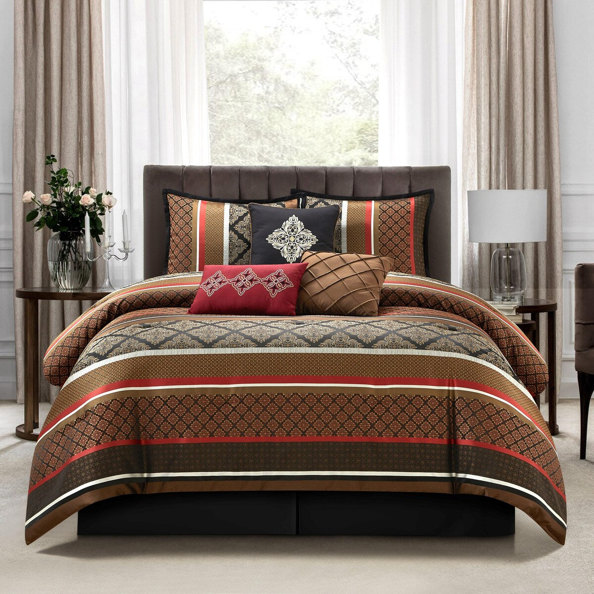 Nanshing Jensen 7-teiliges Jacquard-Bettdeckenset mit geometrischem Muster