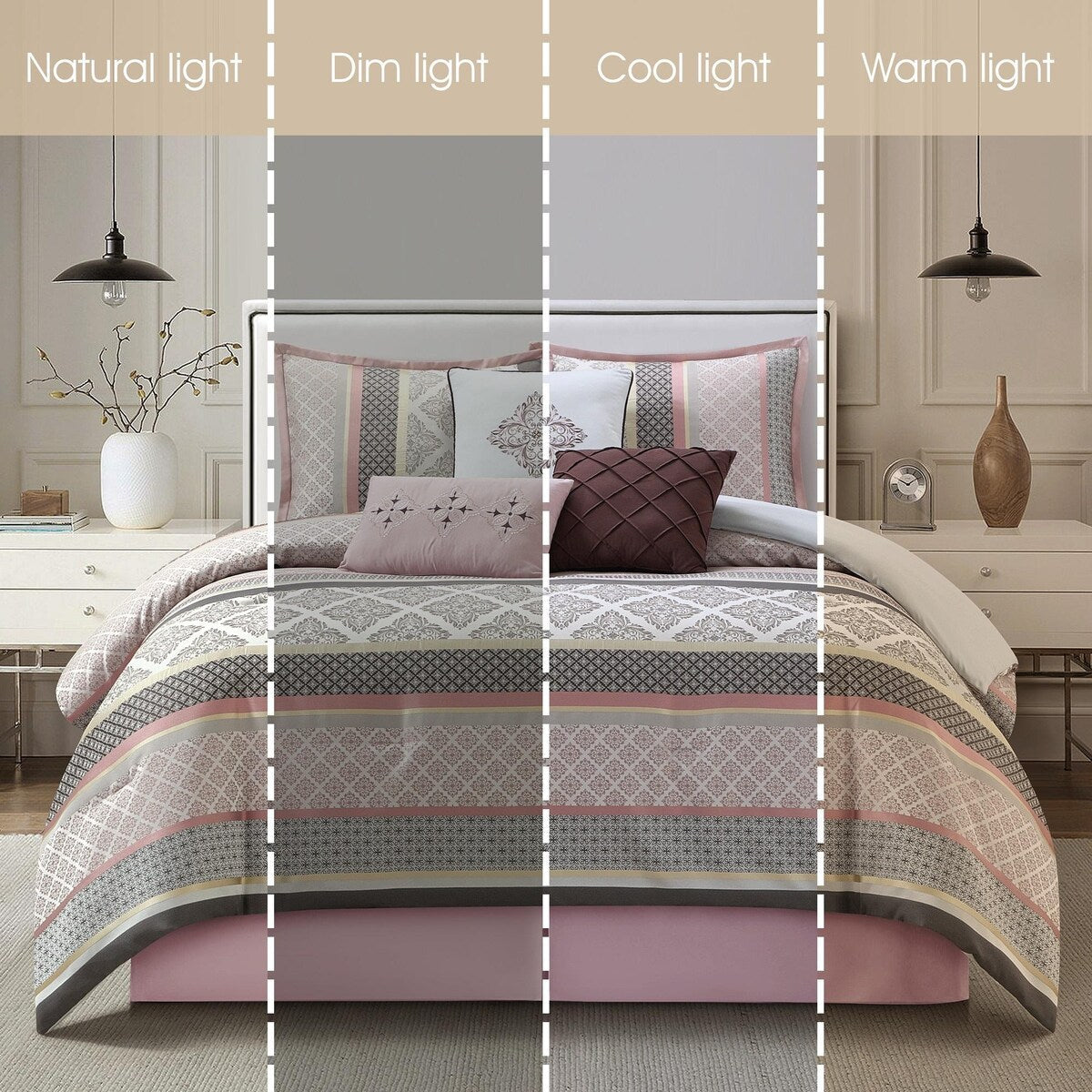 Nanshing Jensen 7-teiliges Jacquard-Bettdeckenset mit geometrischem Muster