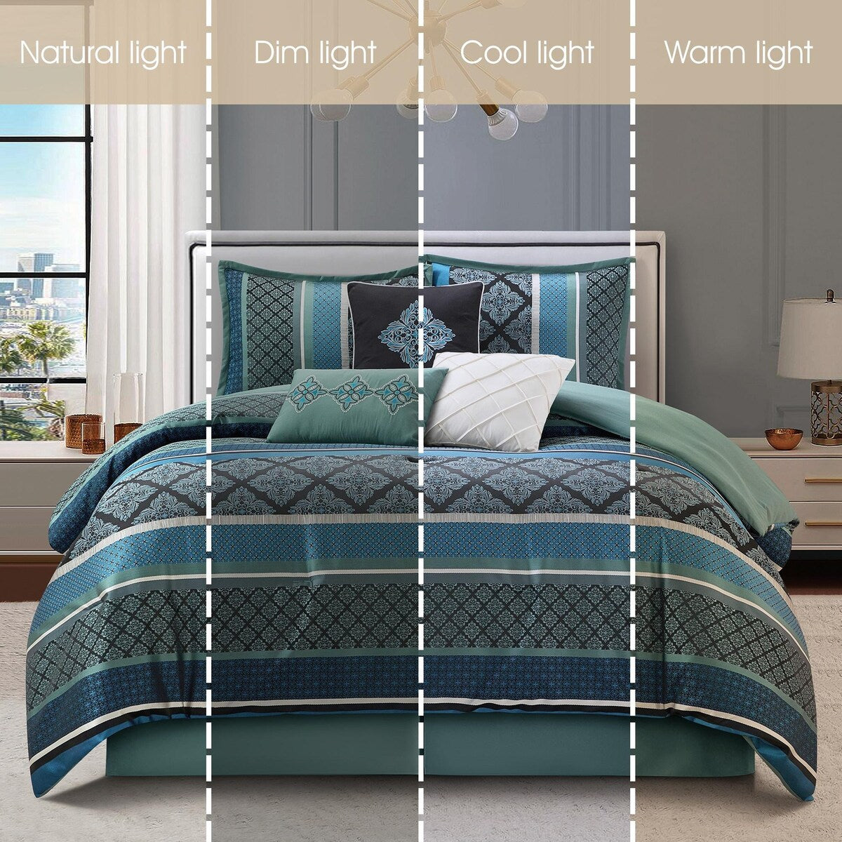 Nanshing Jensen 7-teiliges Jacquard-Bettdeckenset mit geometrischem Muster